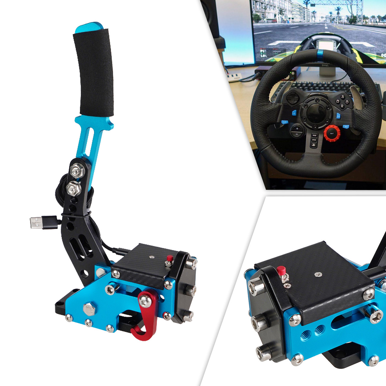14Bit PS4/PS5 PS USB3.0 SIM Handbrake for Racing Games Thrustmaster T300RS Blue