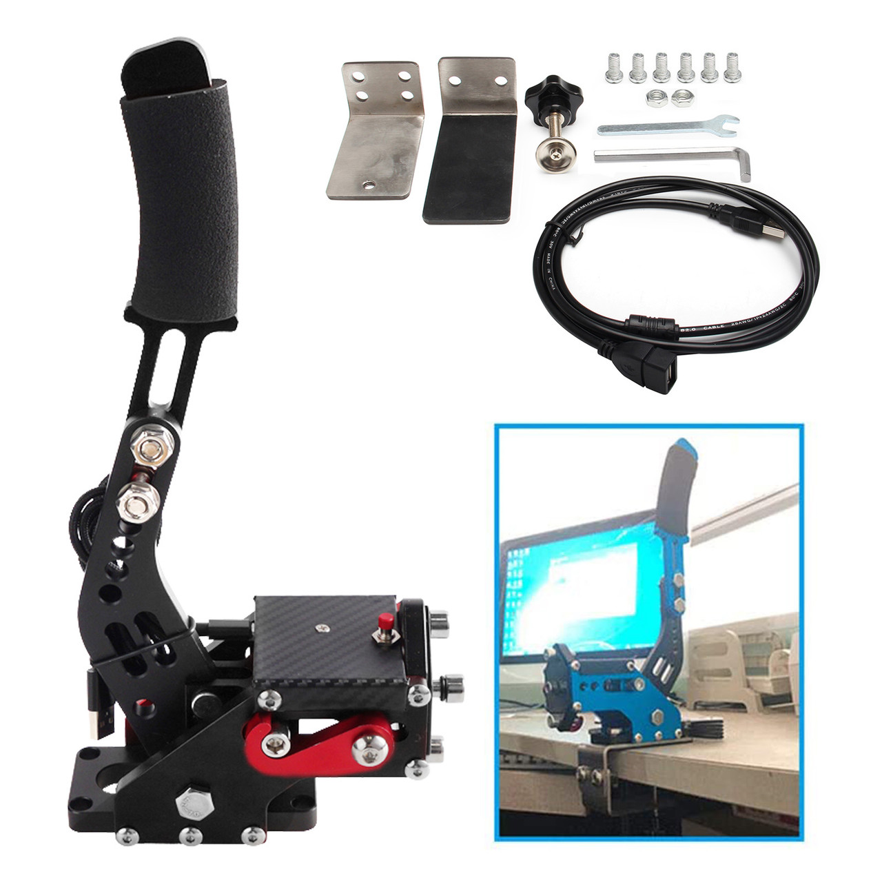14Bit PS4/PS5 USB3.0 Handbrake Kits for Steering Wheel Thrustmaster T300RS Black