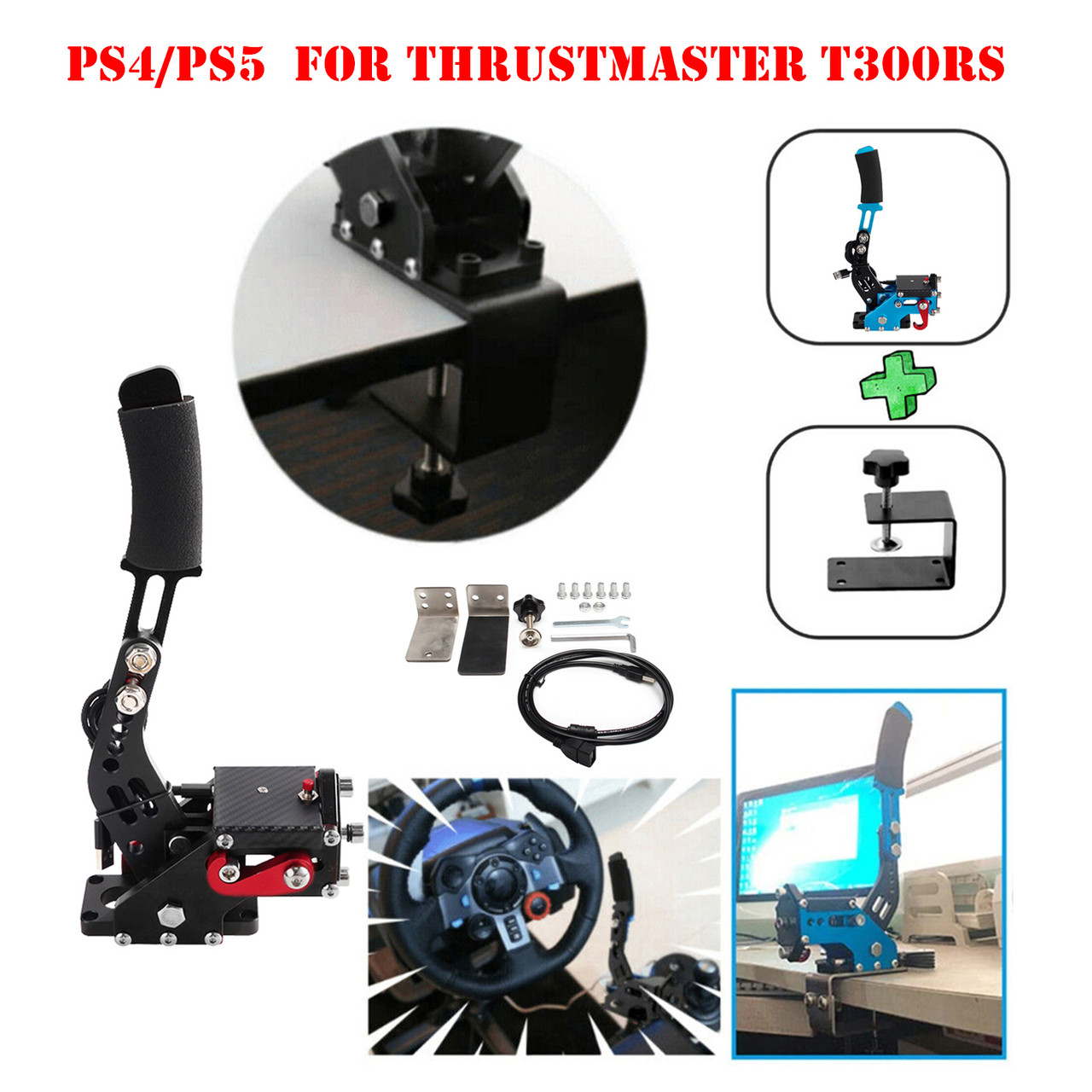 14Bit PS4/PS5 USB3.0 Handbrake Kits for Steering Wheel Thrustmaster T300RS Blue