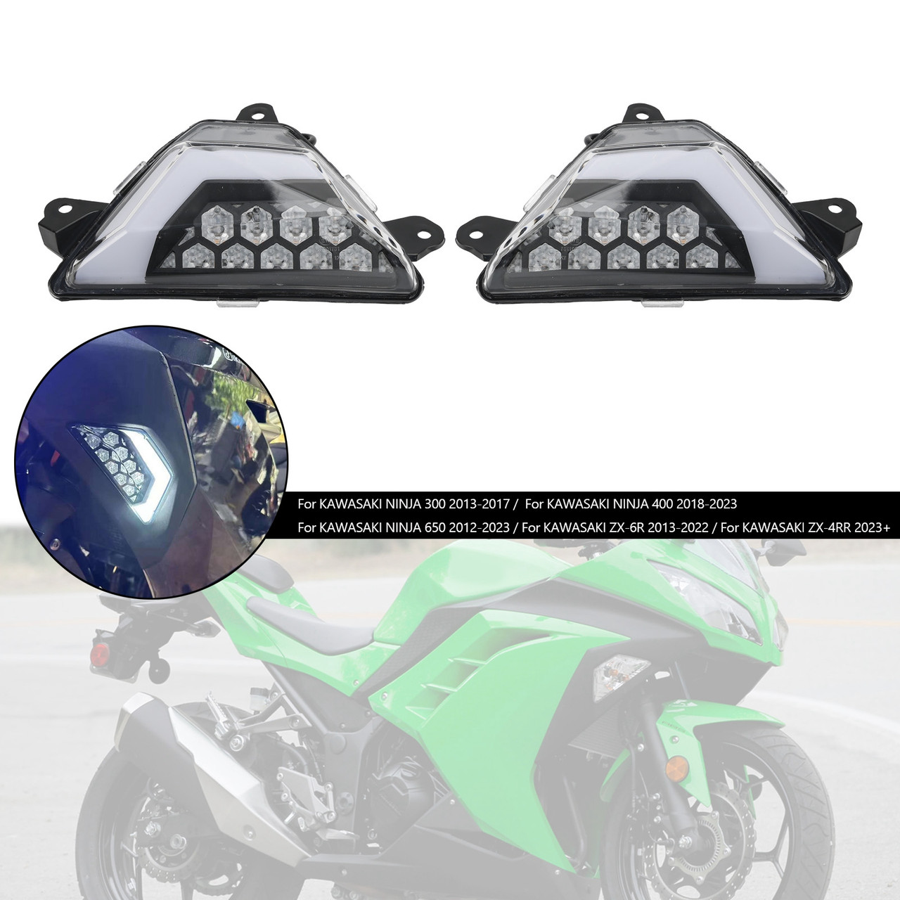 LED Front Turn Signal Light For KAWASAKI NINJA 300 400 650 ZX-6R