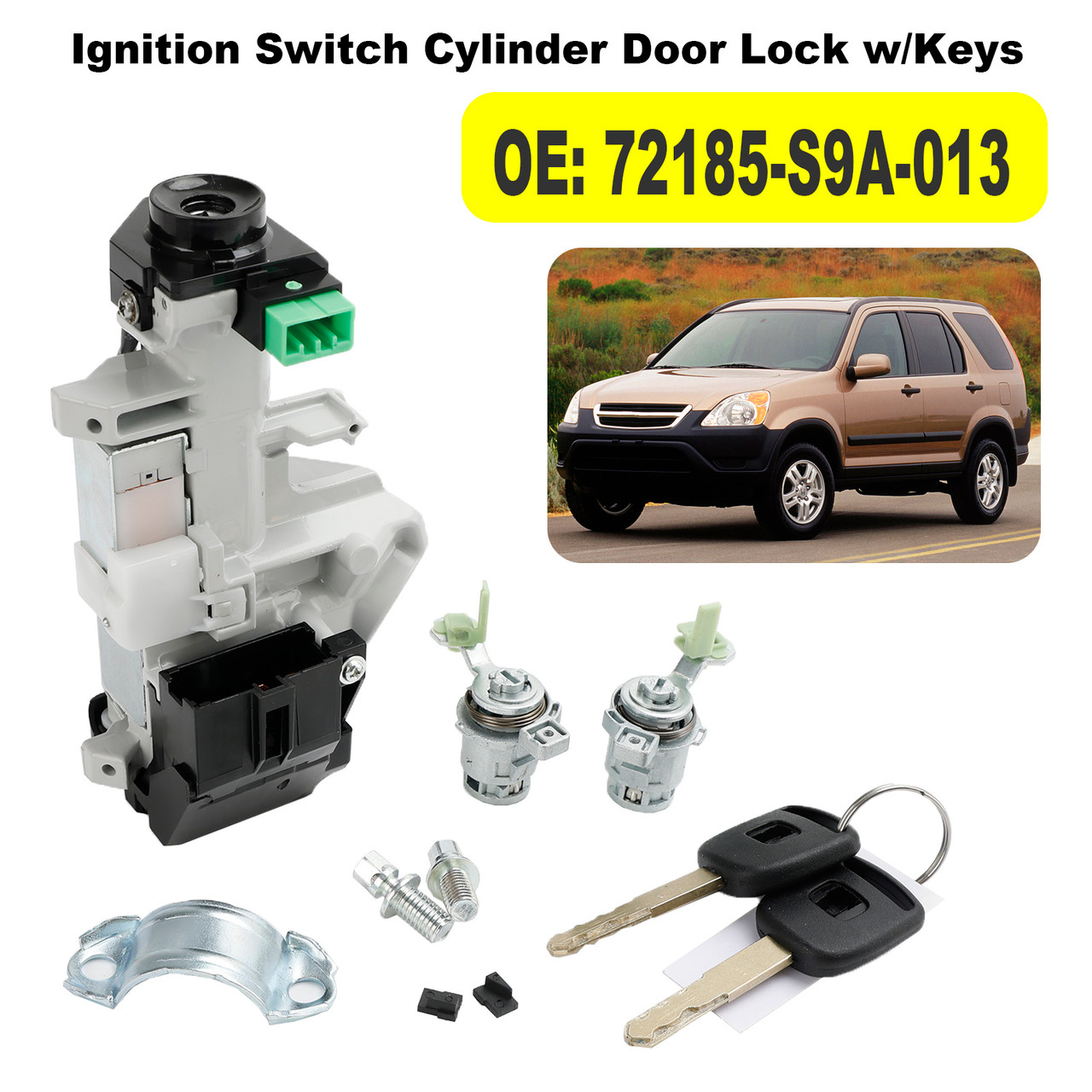 Ignition Switch Cylinder Door Lock 72185-S9A-013 w/Key For Honda Element CR-V Civic