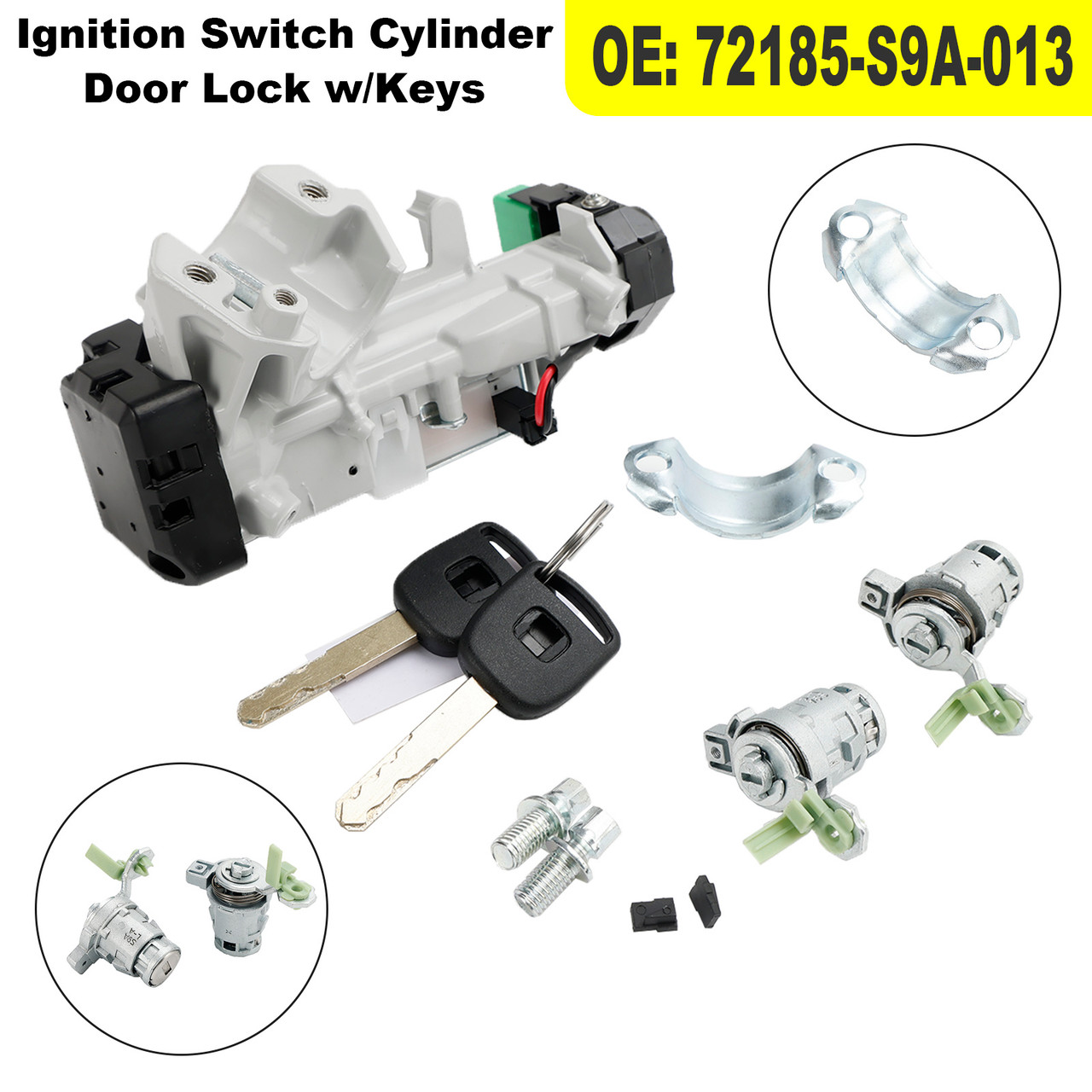 Ignition Switch Cylinder Door Lock 72185-S9A-013 w/Key For Honda Element CR-V Civic