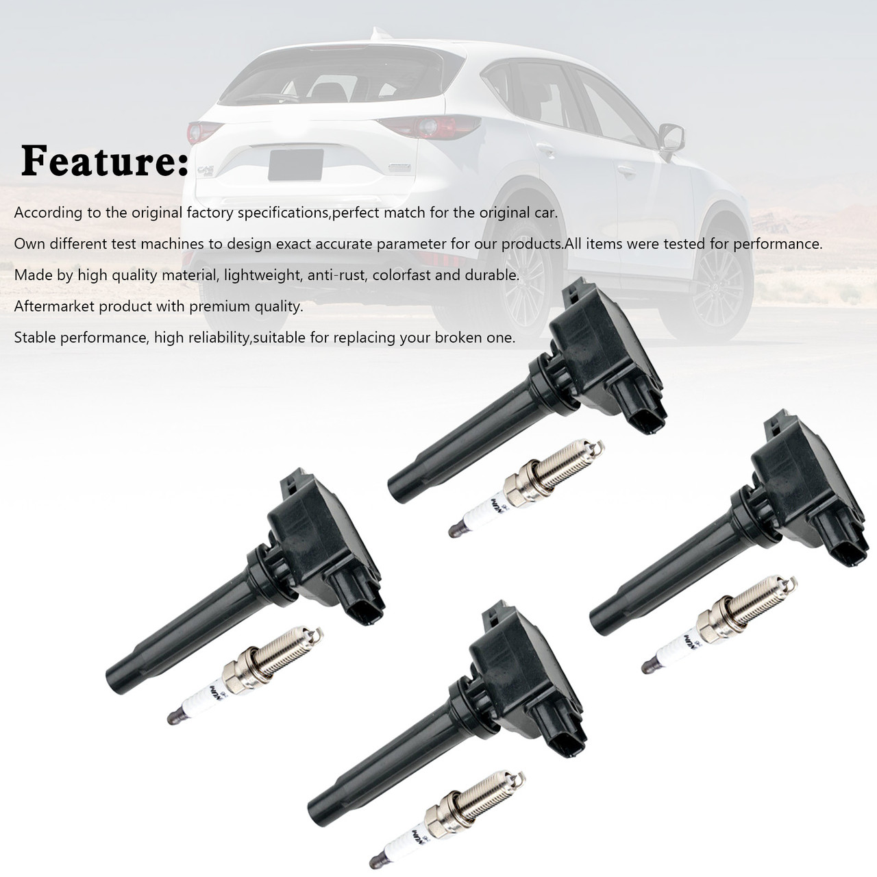 4x Ignition Coils+Spark Plugs UF656 For Mazda CX-5 2.0/2.5L 3 6 GT