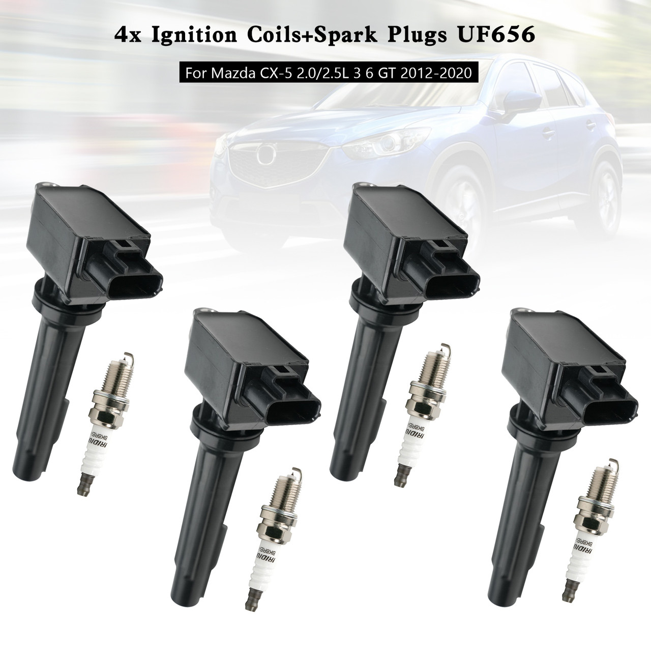 4x Ignition Coils+Spark Plugs UF656 For Mazda CX-5 2.0/2.5L 3 6 GT 2012-2020