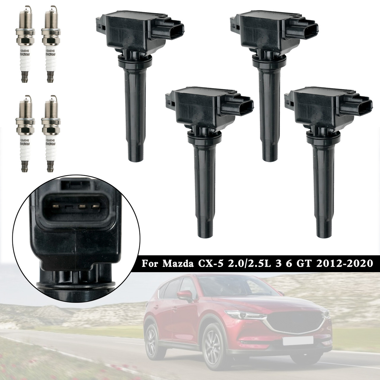 4x Ignition Coils+Spark Plugs UF656 For Mazda CX-5 2.0/2.5L 3 6 GT 2012-2020