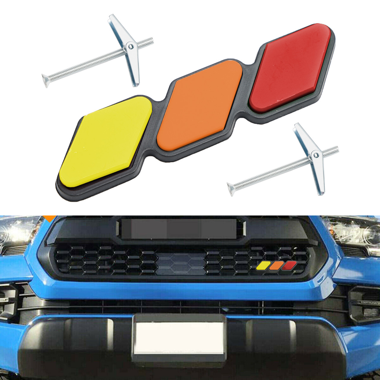 Tri-Color Grille Badge Emblem Car Accessories for Toyota Tacoma TRD Tundra RAV4 B