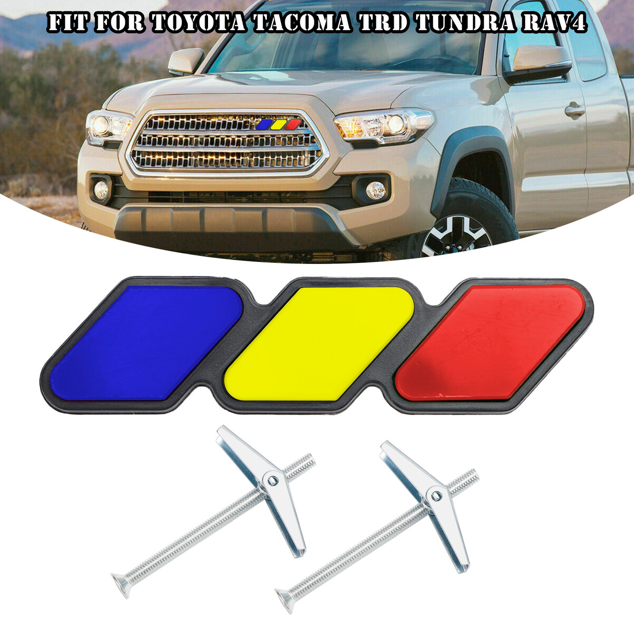 Tri-Color Grille Badge Emblem Car Accessories for Toyota Tacoma TRD Tundra RAV4 D