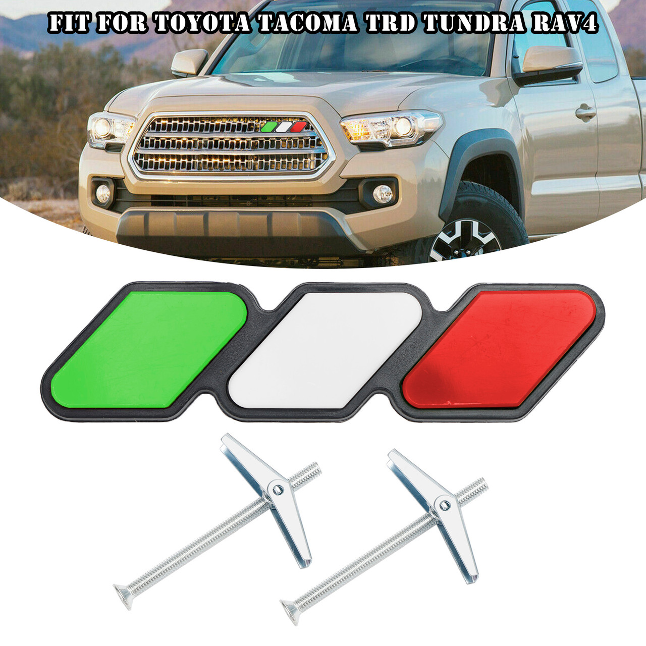 Tri-Color Grille Badge Emblem Car Accessories for Toyota Tacoma TRD Tundra RAV4 E