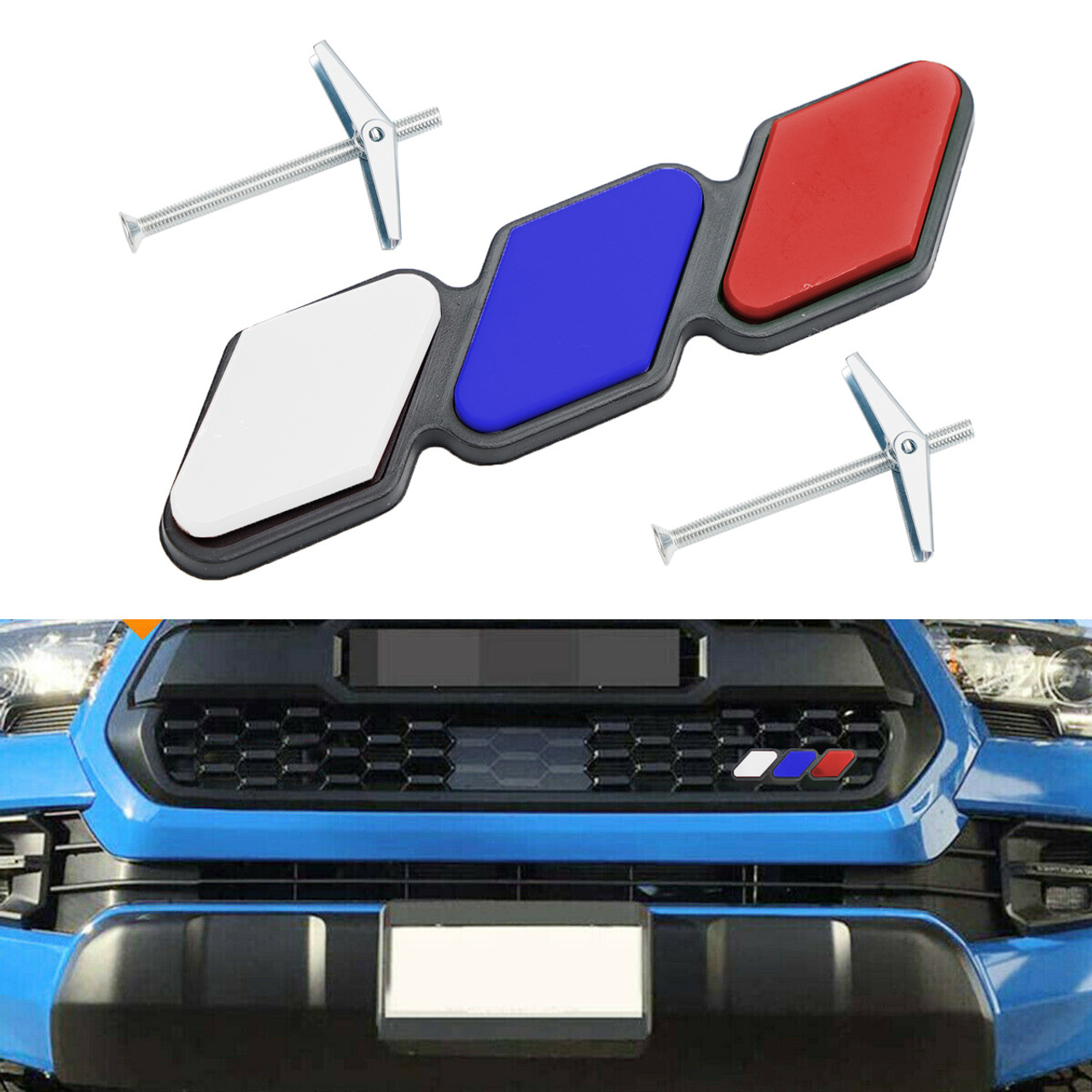 Tri-Color Grille Badge Emblem Car Accessories for Toyota Tacoma TRD Tundra RAV4 F