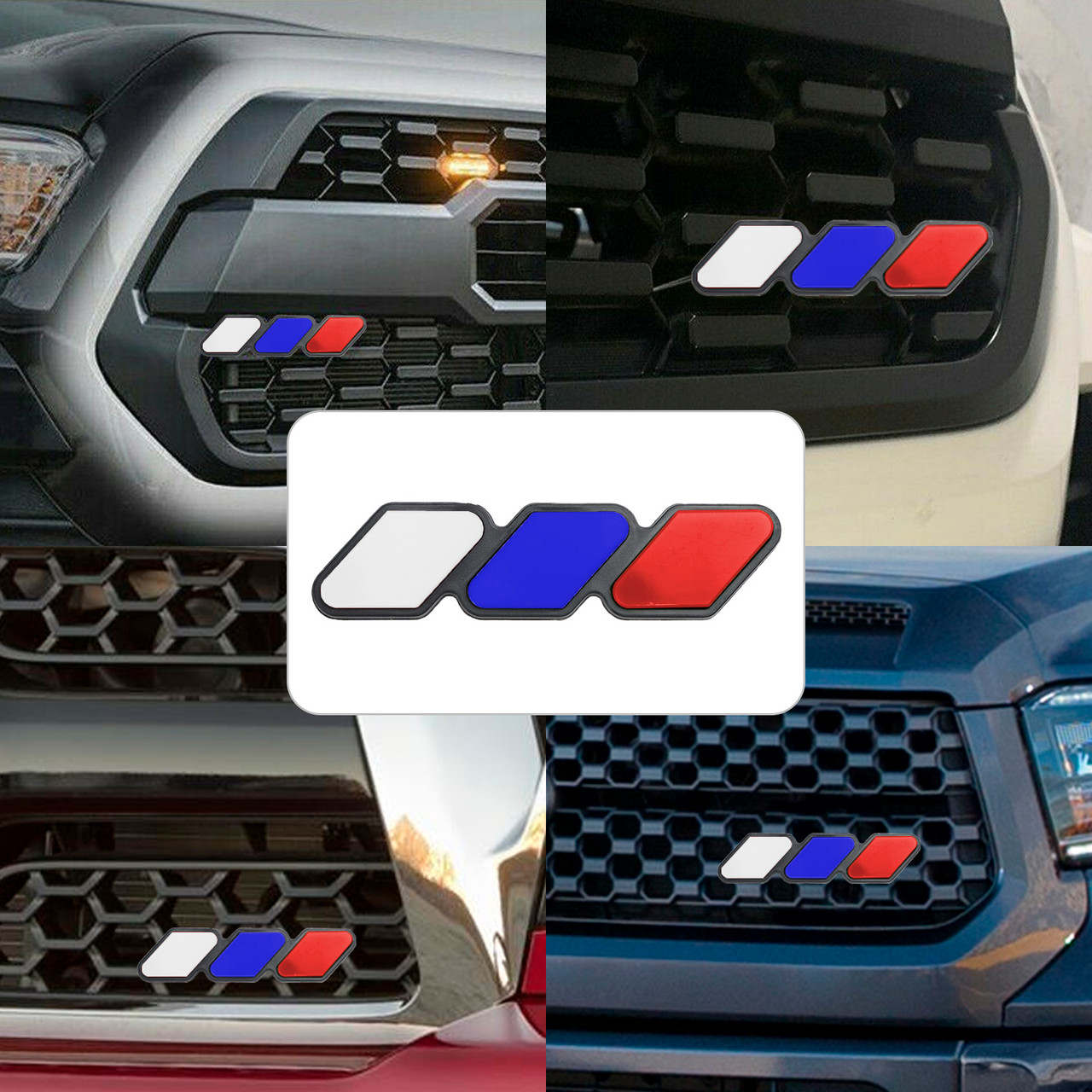 Tri-Color Grille Badge Emblem Car Accessories for Toyota Tacoma TRD Tundra RAV4 F