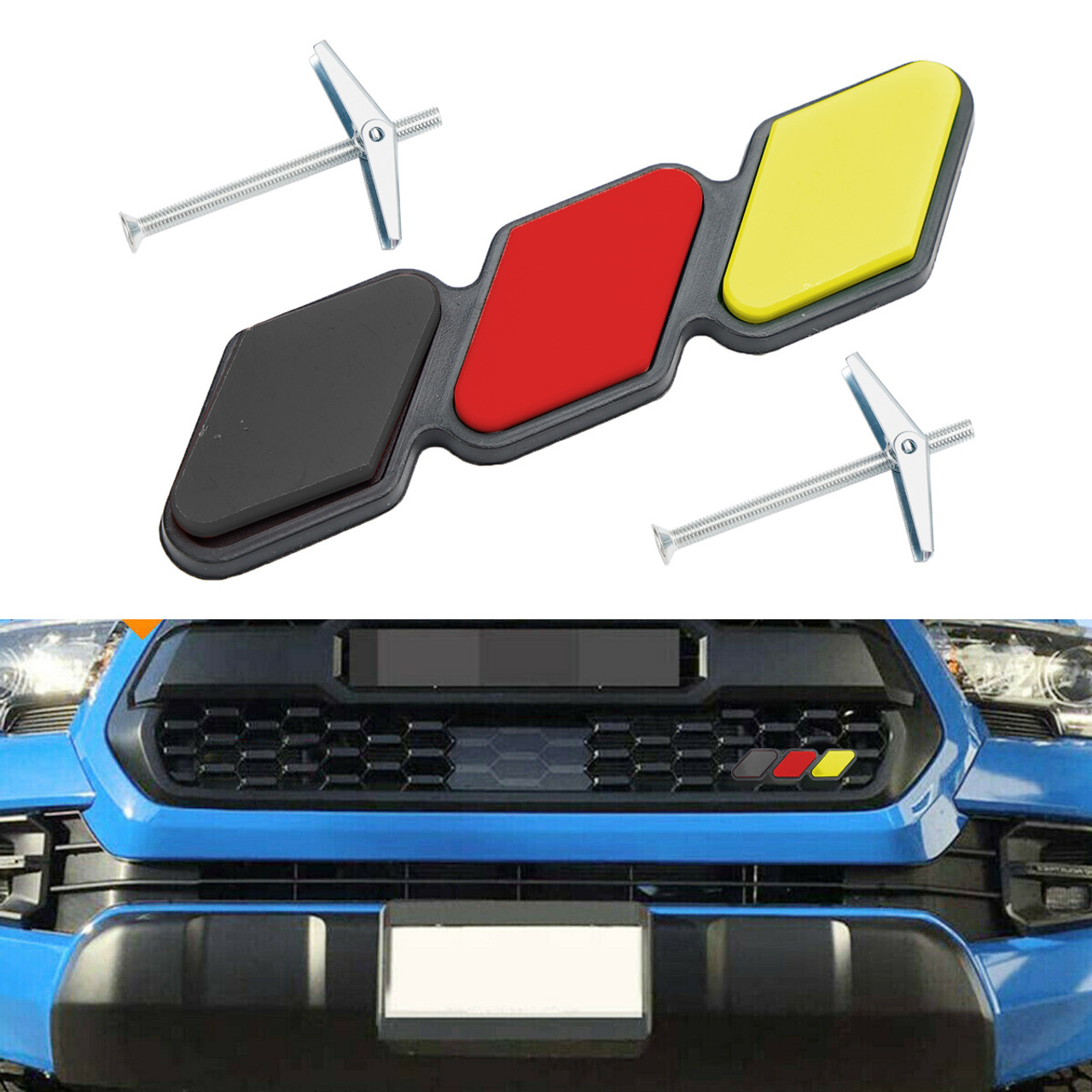 Tri-Color Grille Badge Emblem Car Accessories for Toyota Tacoma TRD Tundra RAV4 H