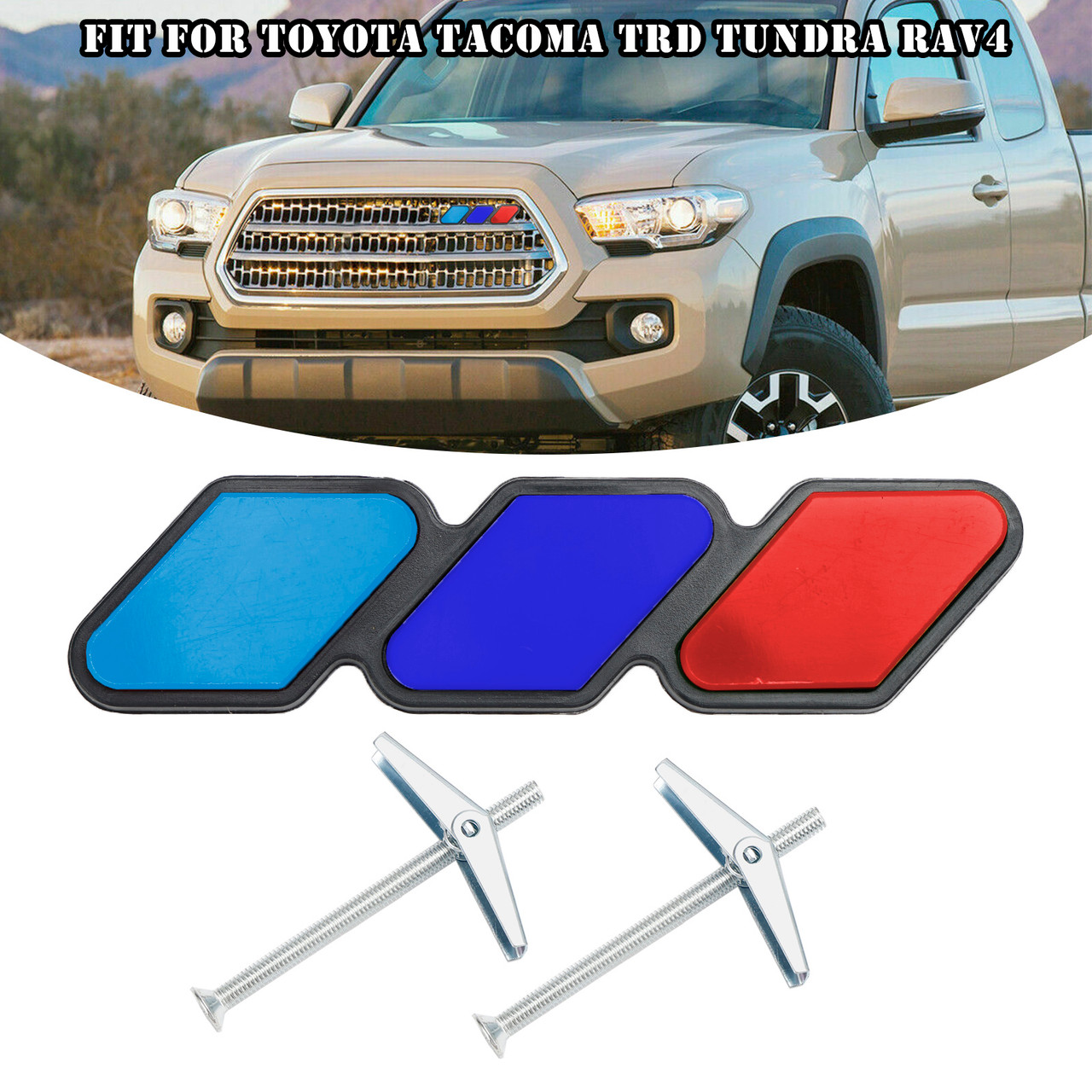 Tri-Color Grille Badge Emblem Car Accessories for Toyota Tacoma TRD Tundra RAV4 J