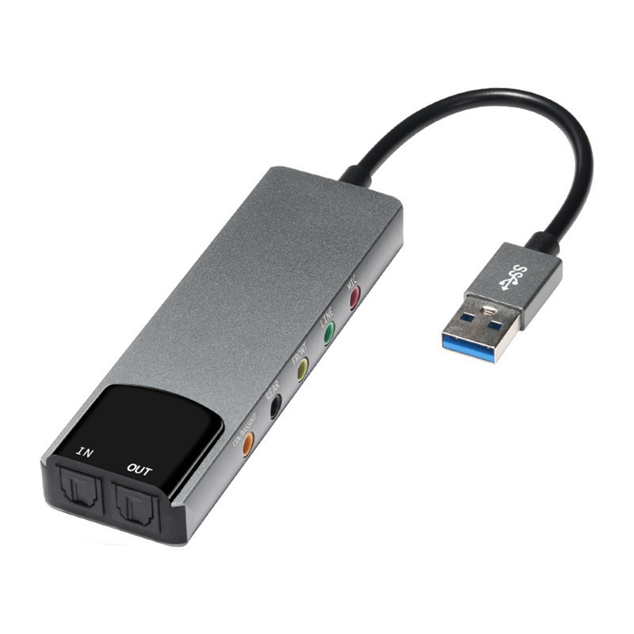 New Aluminum Alloy USB Optical Fiber SPDIF Card for AC-3 DTS 5.1 Channel Gray