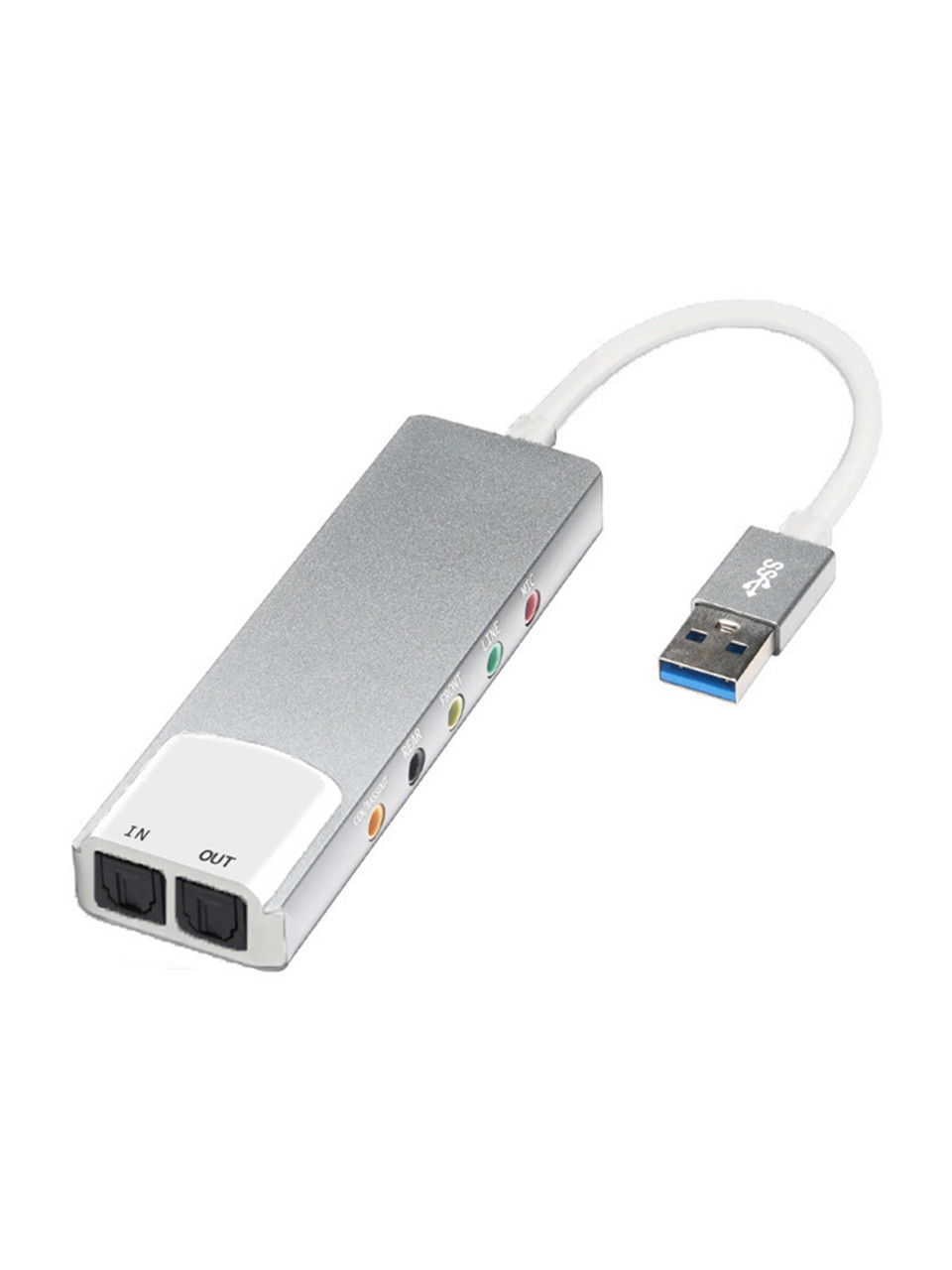 New Aluminum Alloy USB Optical Fiber SPDIF Card for AC-3 DTS 5.1 Channel Silver