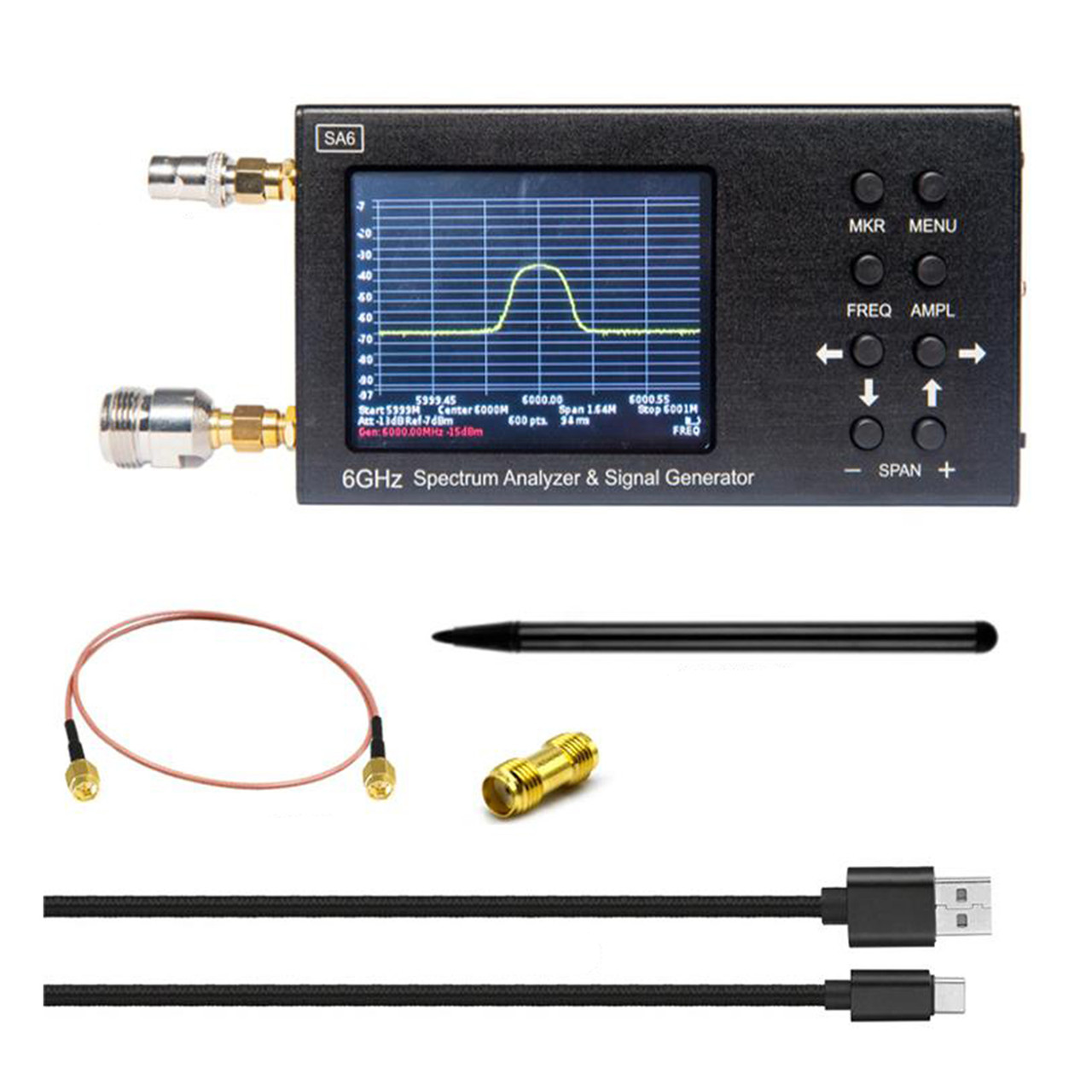 SA6 6GHz Handheld Portable 3.2" Spectrum Analyzer Signal Generator 35-6200MHz