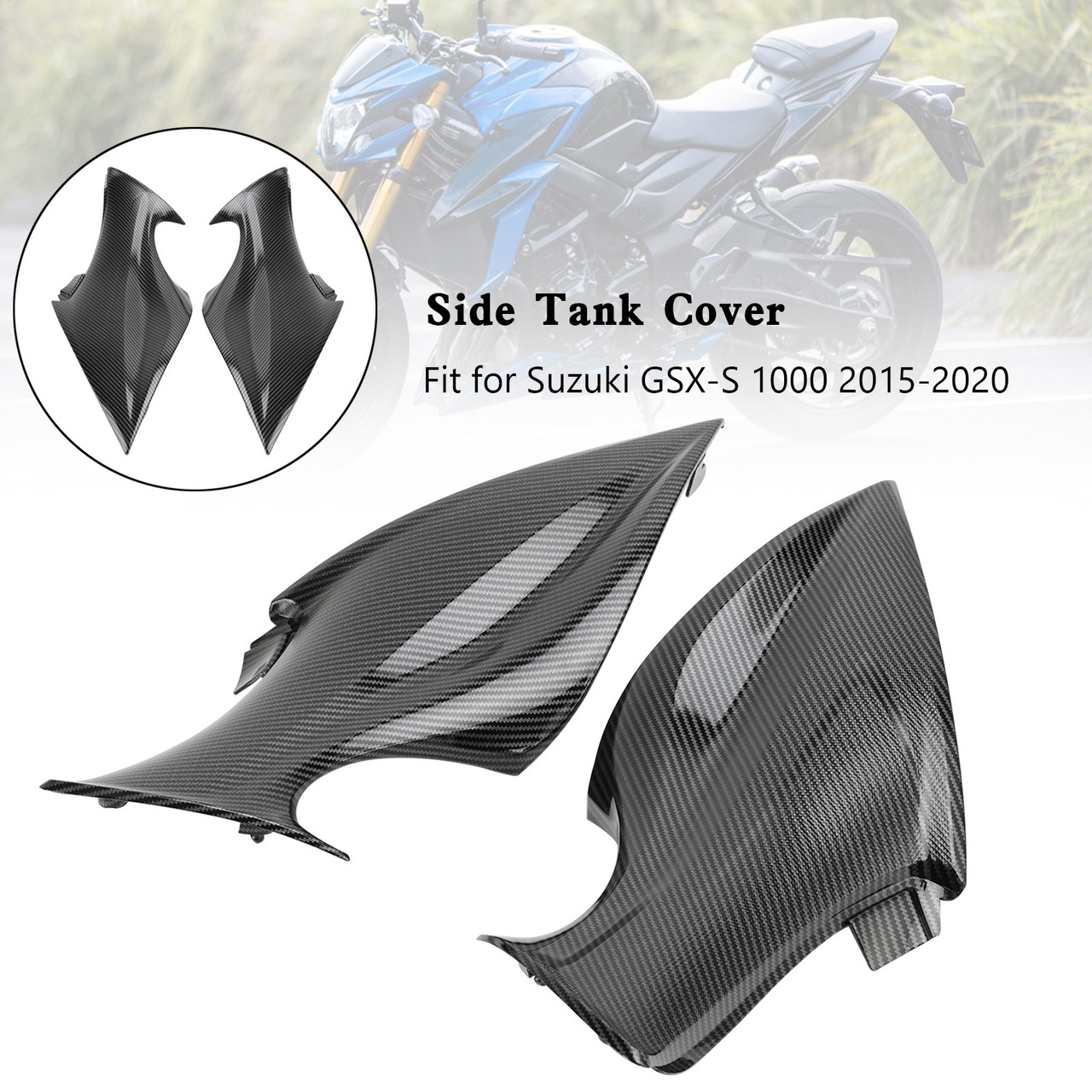 Carbon Front Side Tank Cover Fairing Panel For Suzuki GSX-S 1000 2015-2020