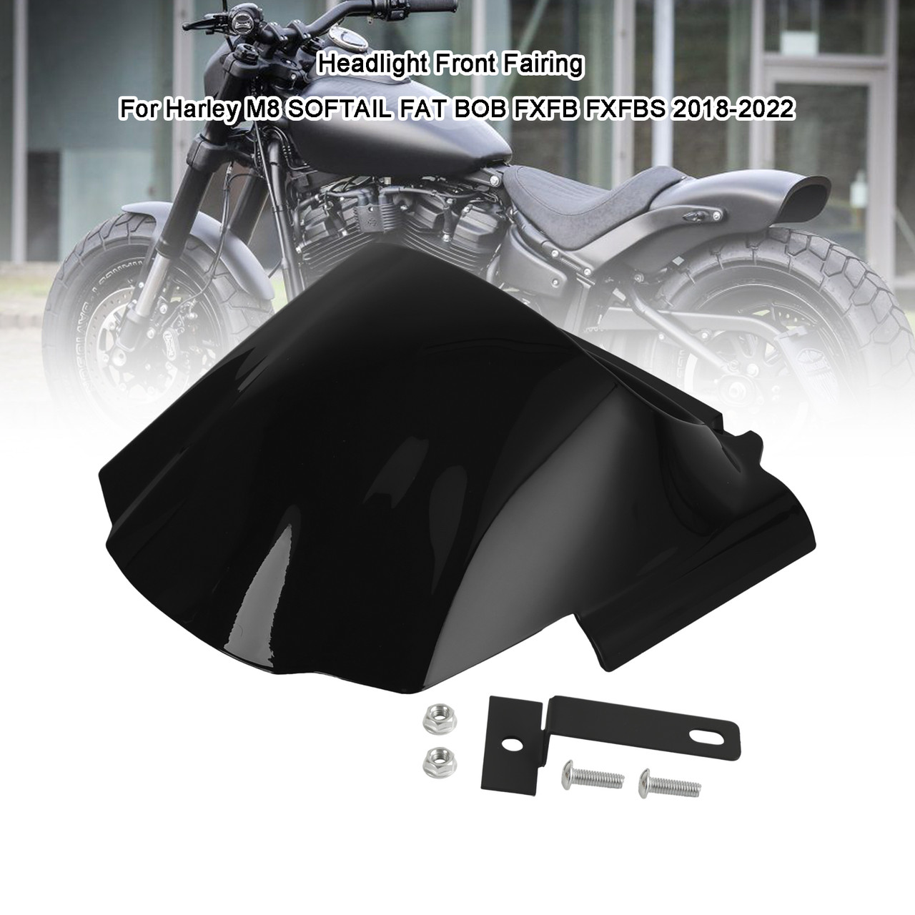 Headlight Front Fairing Mask Cowl For M8 Softail Fat Bob FXFB 2018