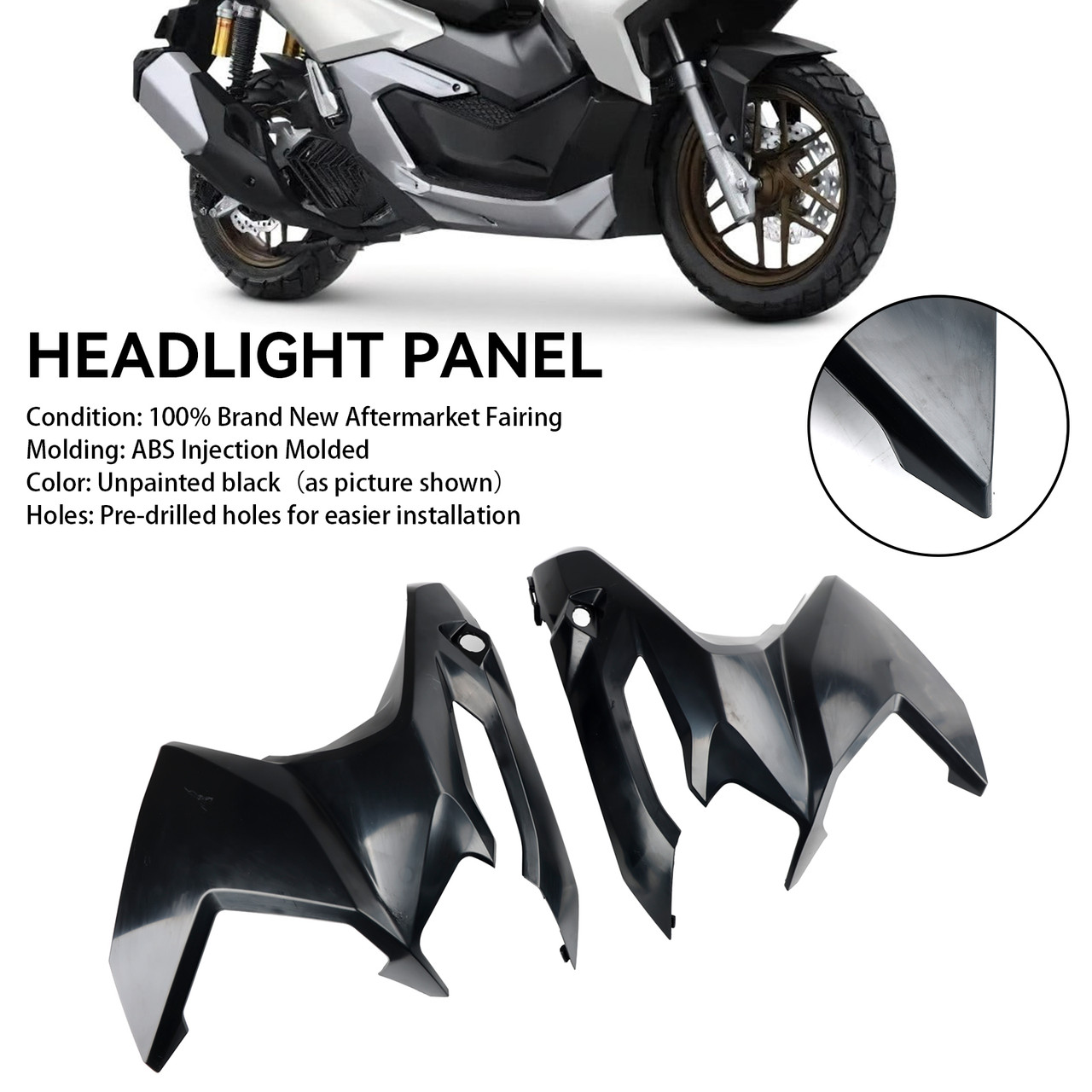 Unpainted Front Side Cover Headlight Panel Fairing for Honda ADV 160 2023