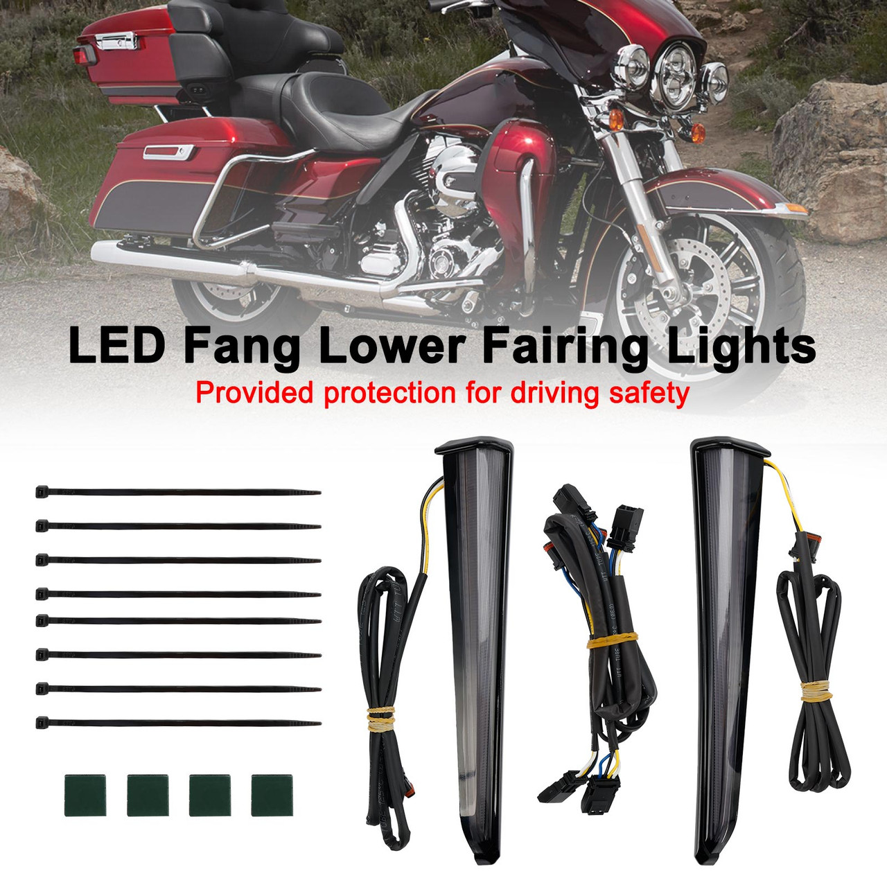 45801 LED Fang Lower Fairing Lights for Touring Road Glide 2014-2023 black