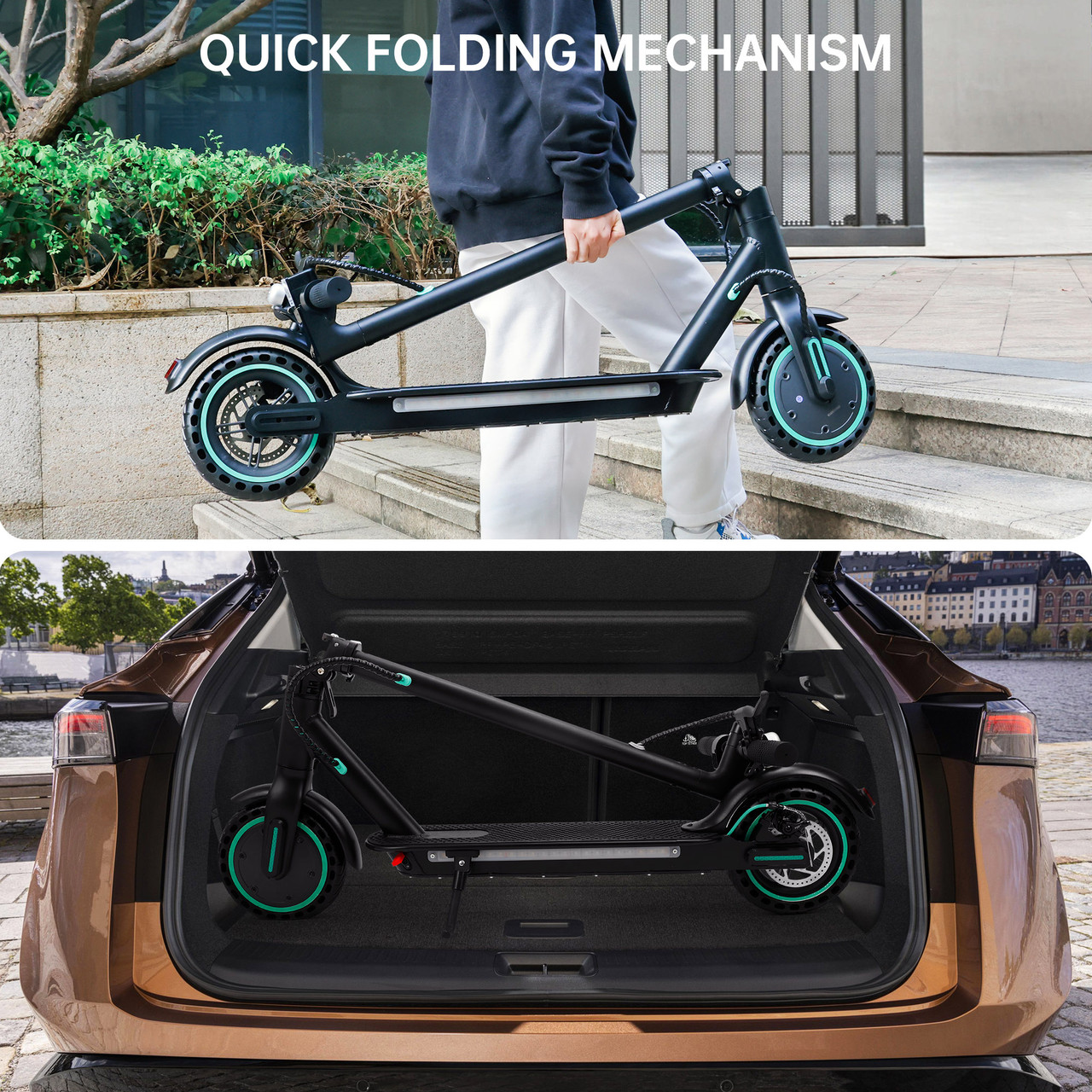 8.5" Folding Electric Scooter With app 350W 35KM Range 30km/h City Commute Black