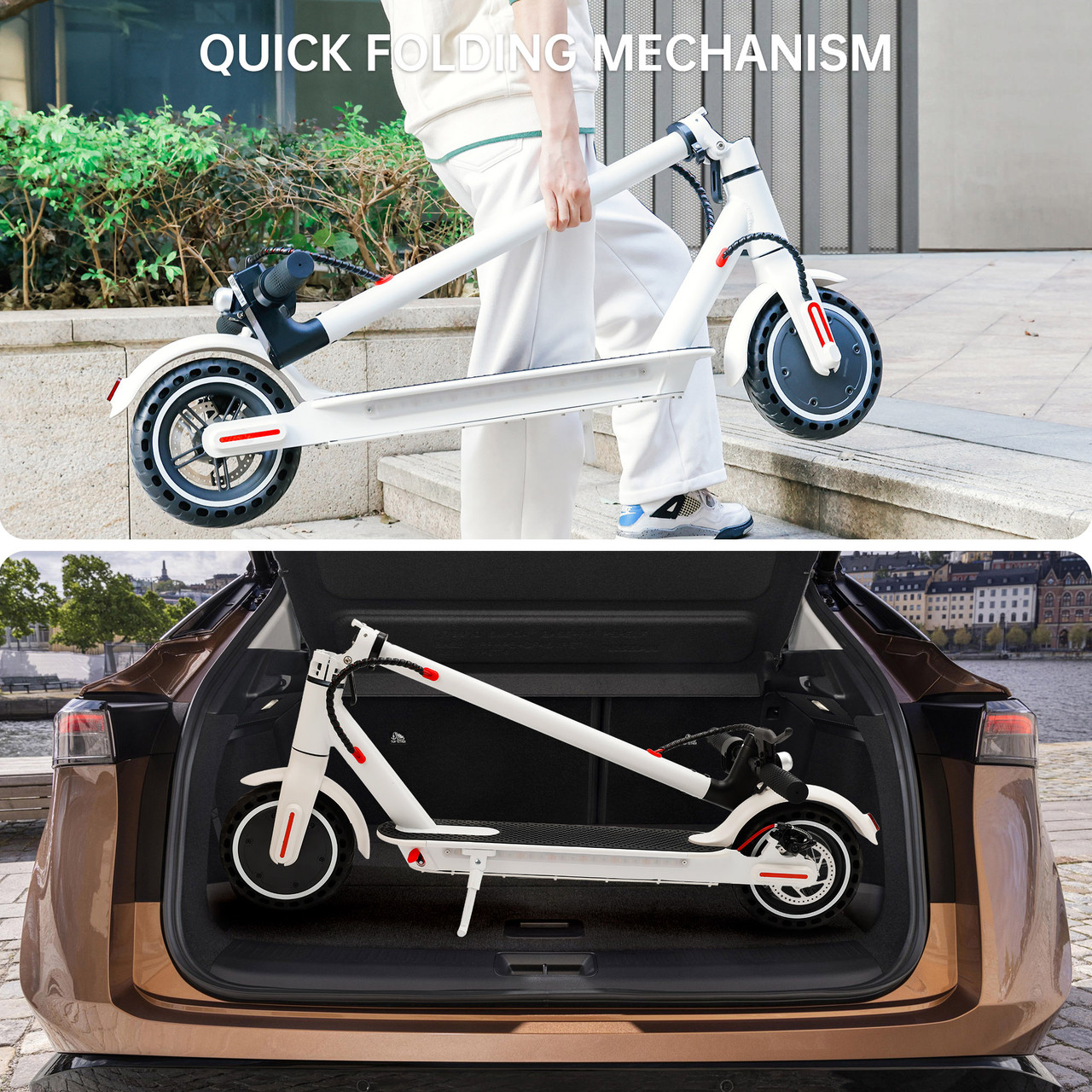 8.5" Folding Electric Scooter With app 350W 35KM Range 30km/h City Commute White