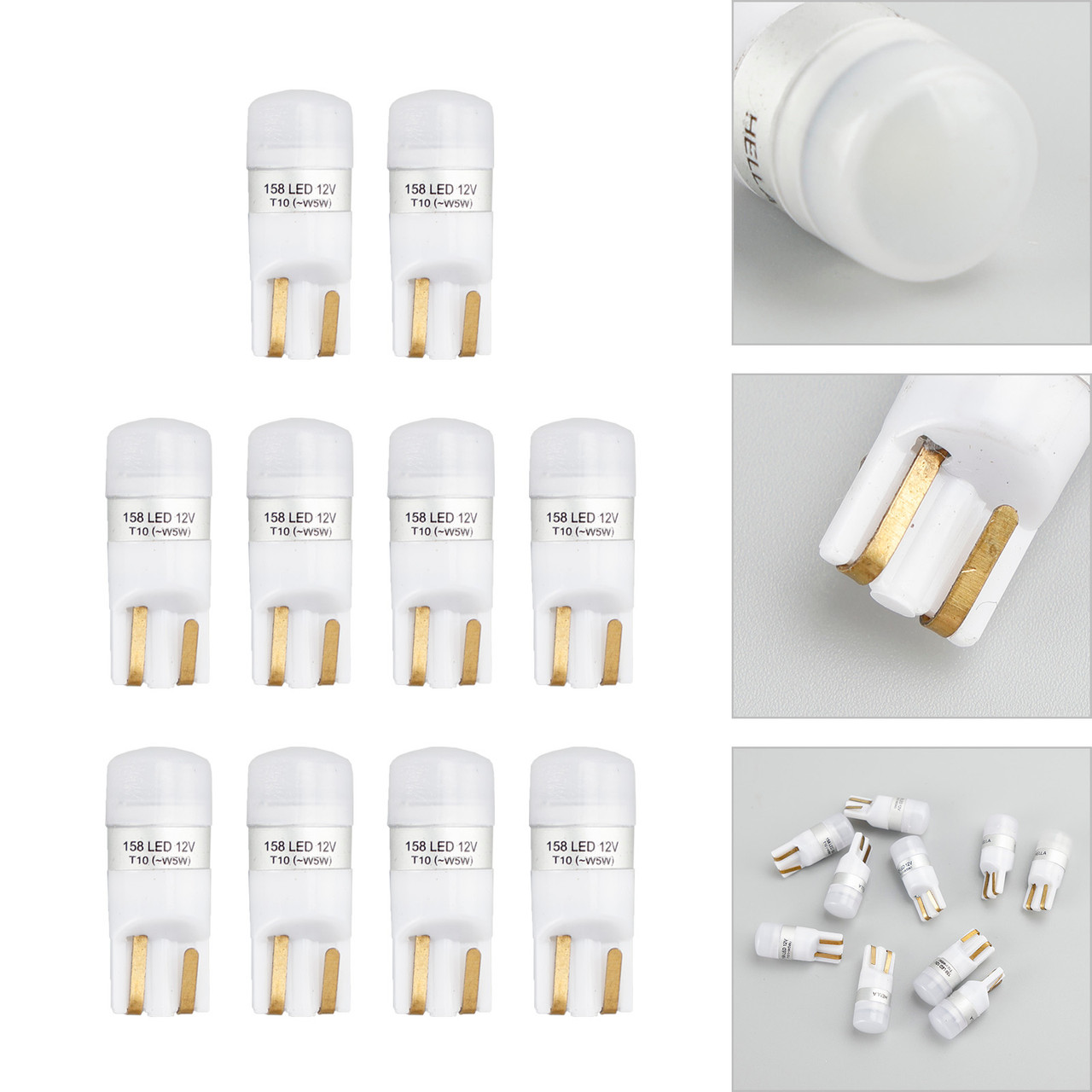 10X For HELLA LED Retrofit 158W LED/T10 W5W 12V 1W W2.1X9.5D 6000K