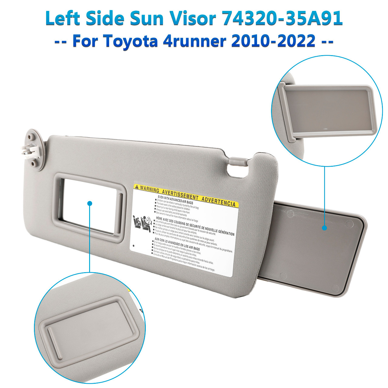 Sun Visor Left Driver Side 74320-35A91 Gray For Toyota 4runner