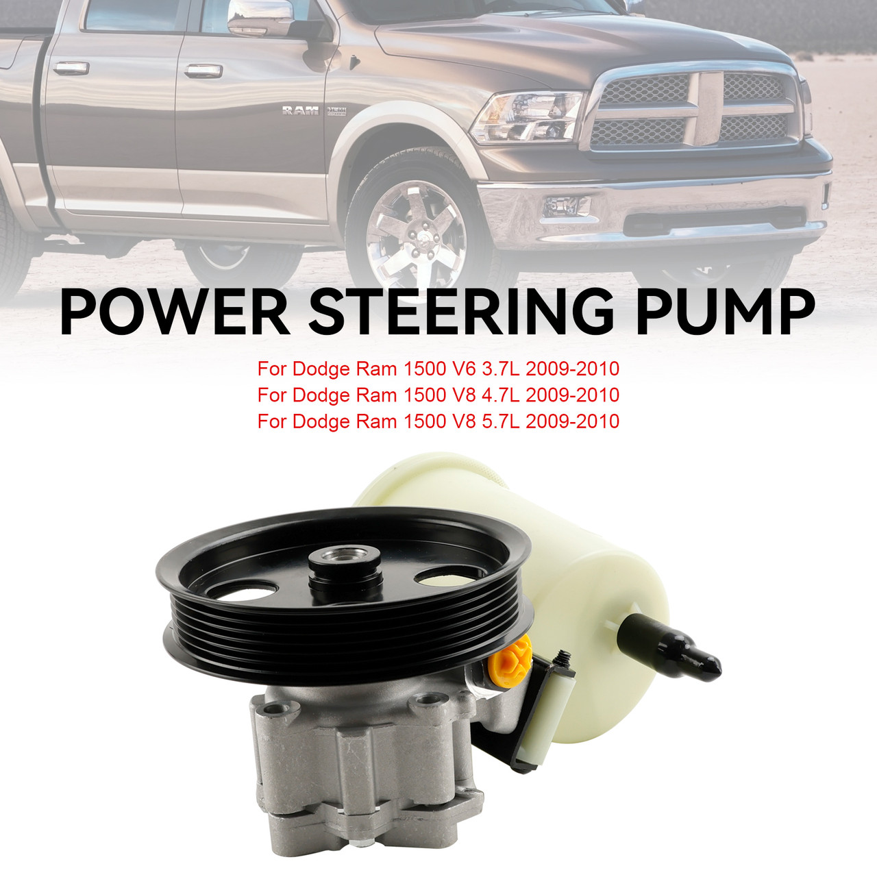 Power Steering Pump w/ Pulley & Reservoir Fit Dodge RAM 1500 2009-2010