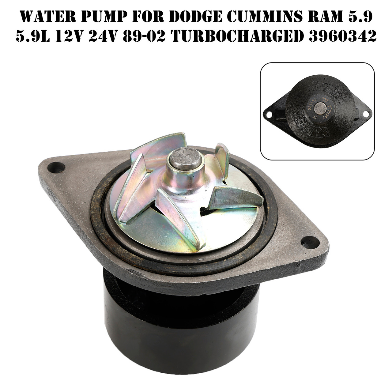 Water Pump For Dodge Cummins RAM 5.9 5.9L 12V 24V 89-02 Turbocharged 3960342