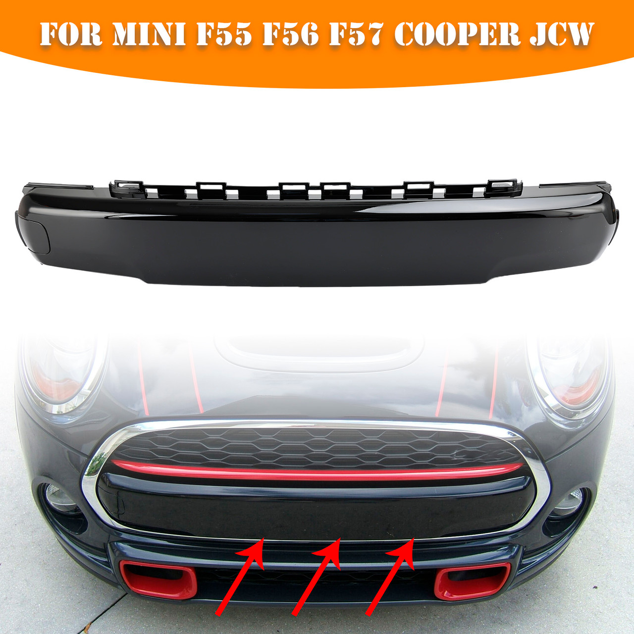 Front Number Plate Cover Gloss Black for Mini F55 F56 F57 Cooper