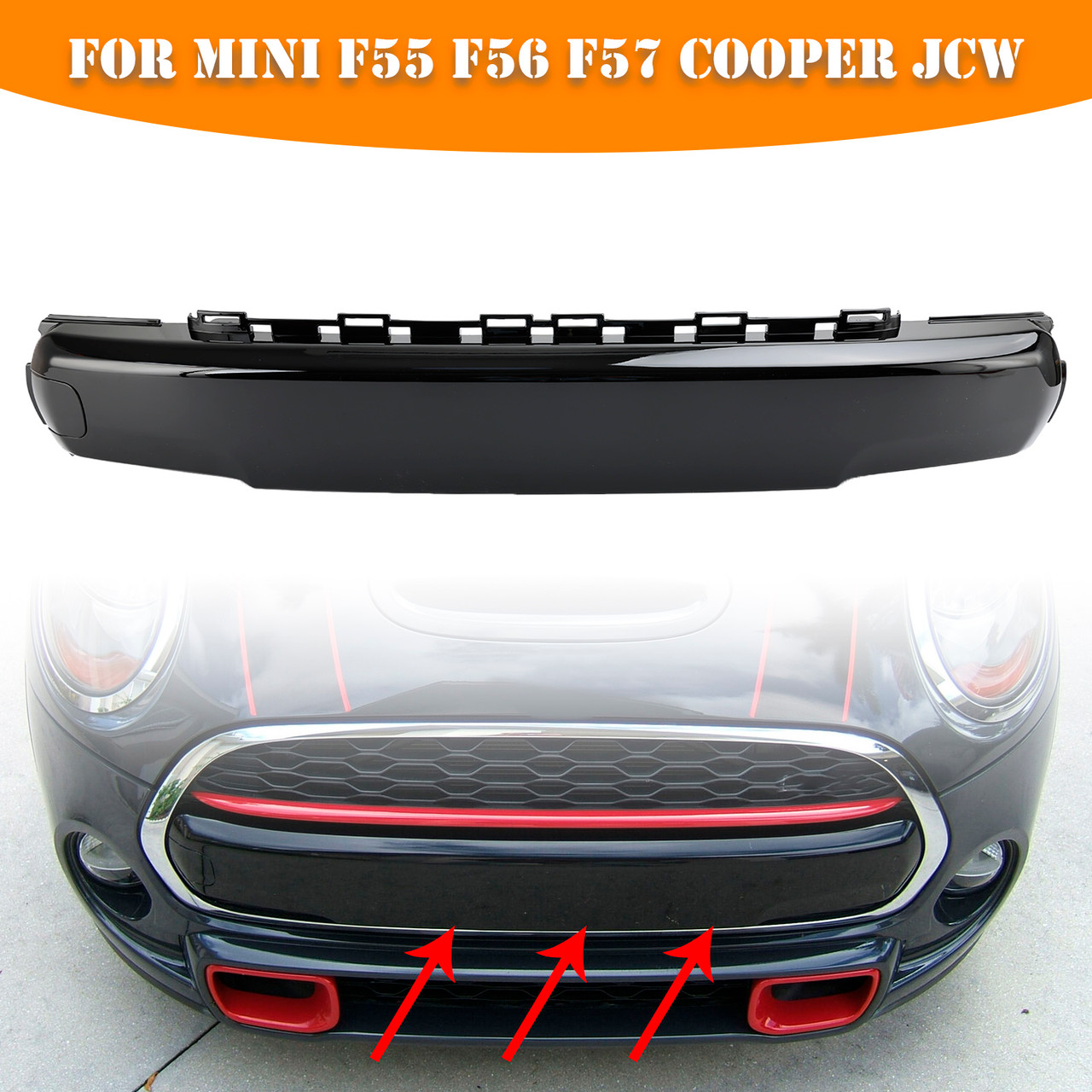 Front Number Plate Cover Gloss Black for Mini F55 F56 F57 Cooper JCW 51117337791