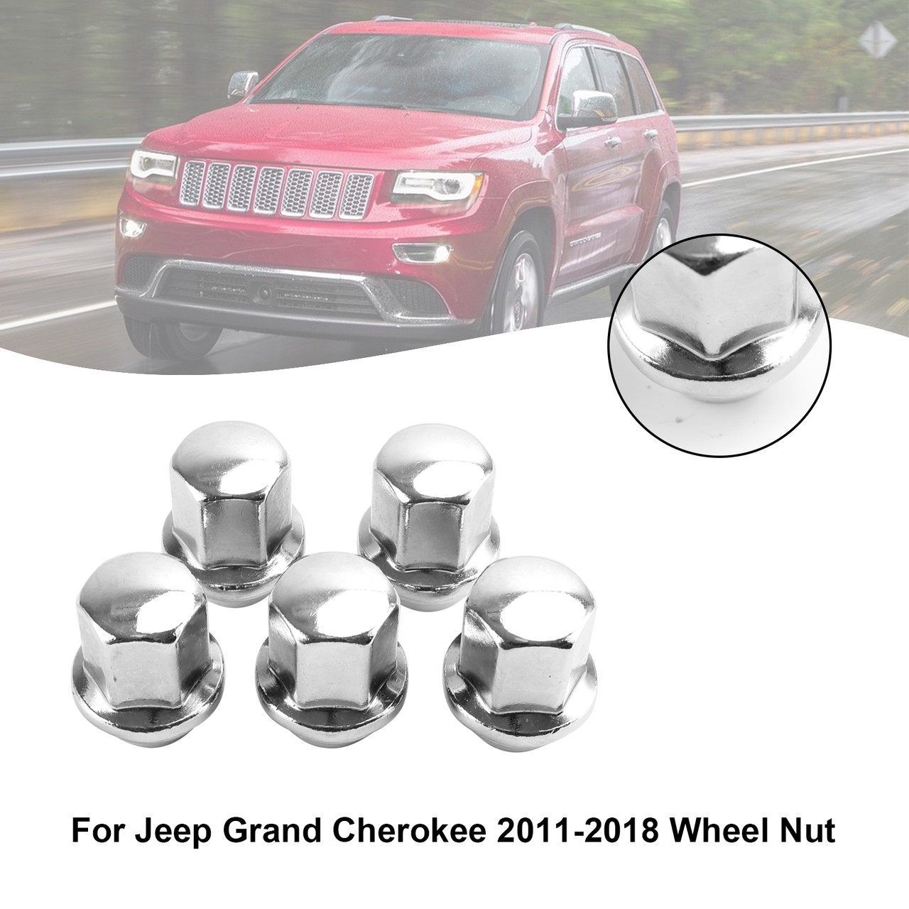 5PCS Lug Nuts Fit Ram 1500 Fit Jeep Grand Cherokee Wrangler 2012-2018 14x1.5