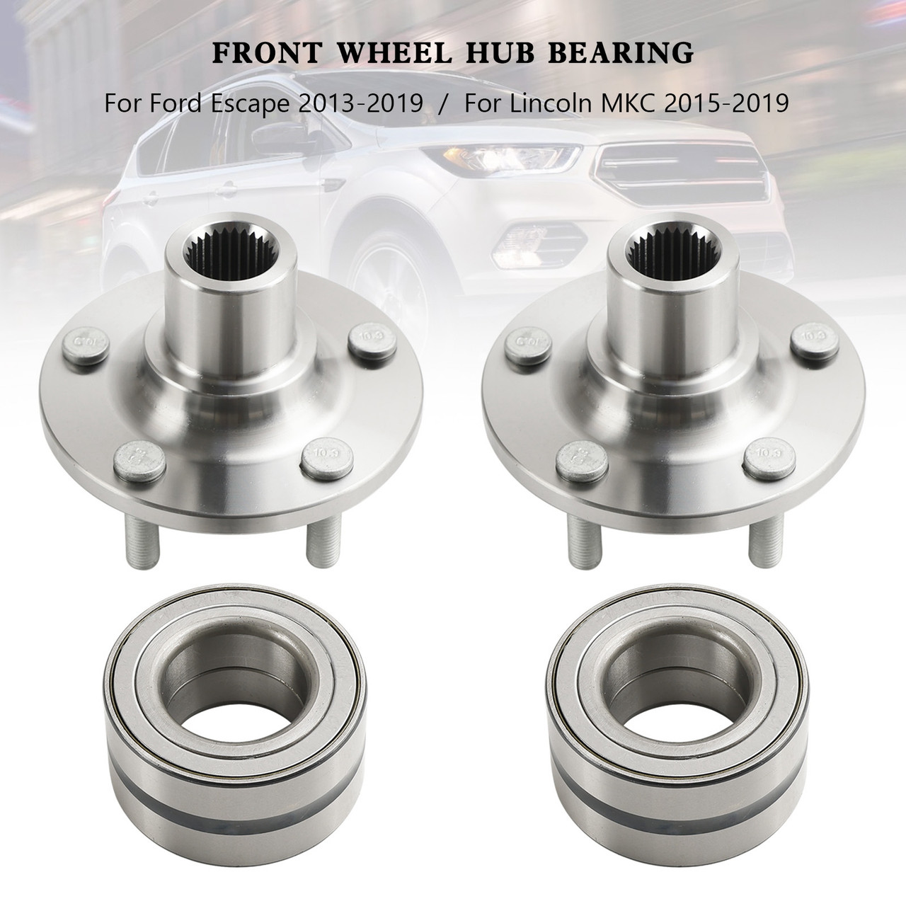 2x Front Wheel Hub Bearing Kits NT510110 For Ford Escape 2013-2019