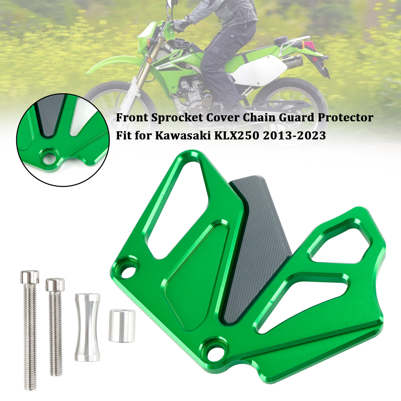 Front Sprocket Cover Chain Guard Protector For Kawasaki KLX250 2013-2023 Green