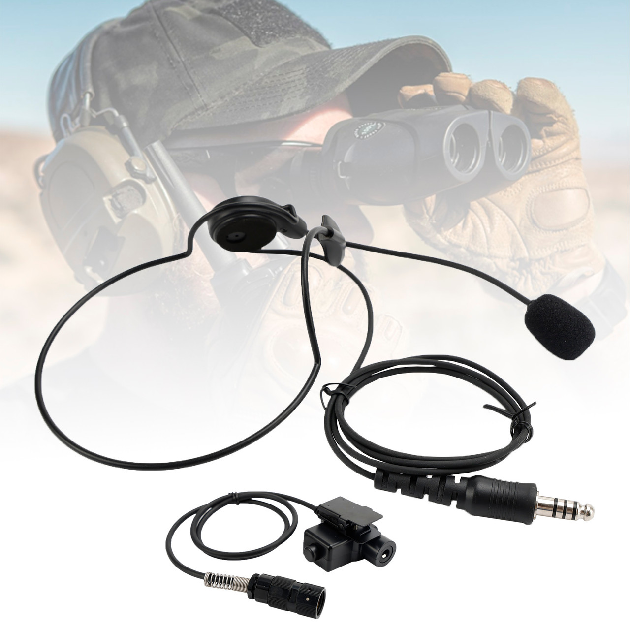 7.1-C7 Rear Mount Big Plug Tactical Headset For AN/PRC-152 AN/PRC-148 U329 Radio