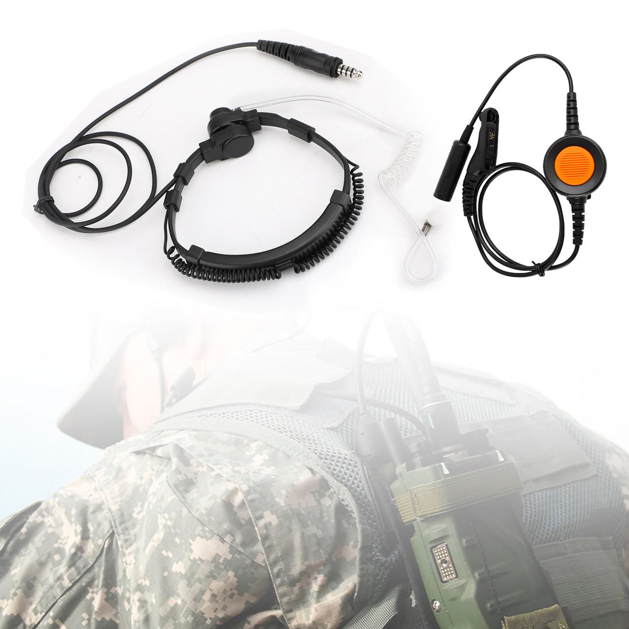 7.1mm Big Plug Tactical Throat Mic Headset For XPR6300 XPR6350 XPR6380 XPR6500