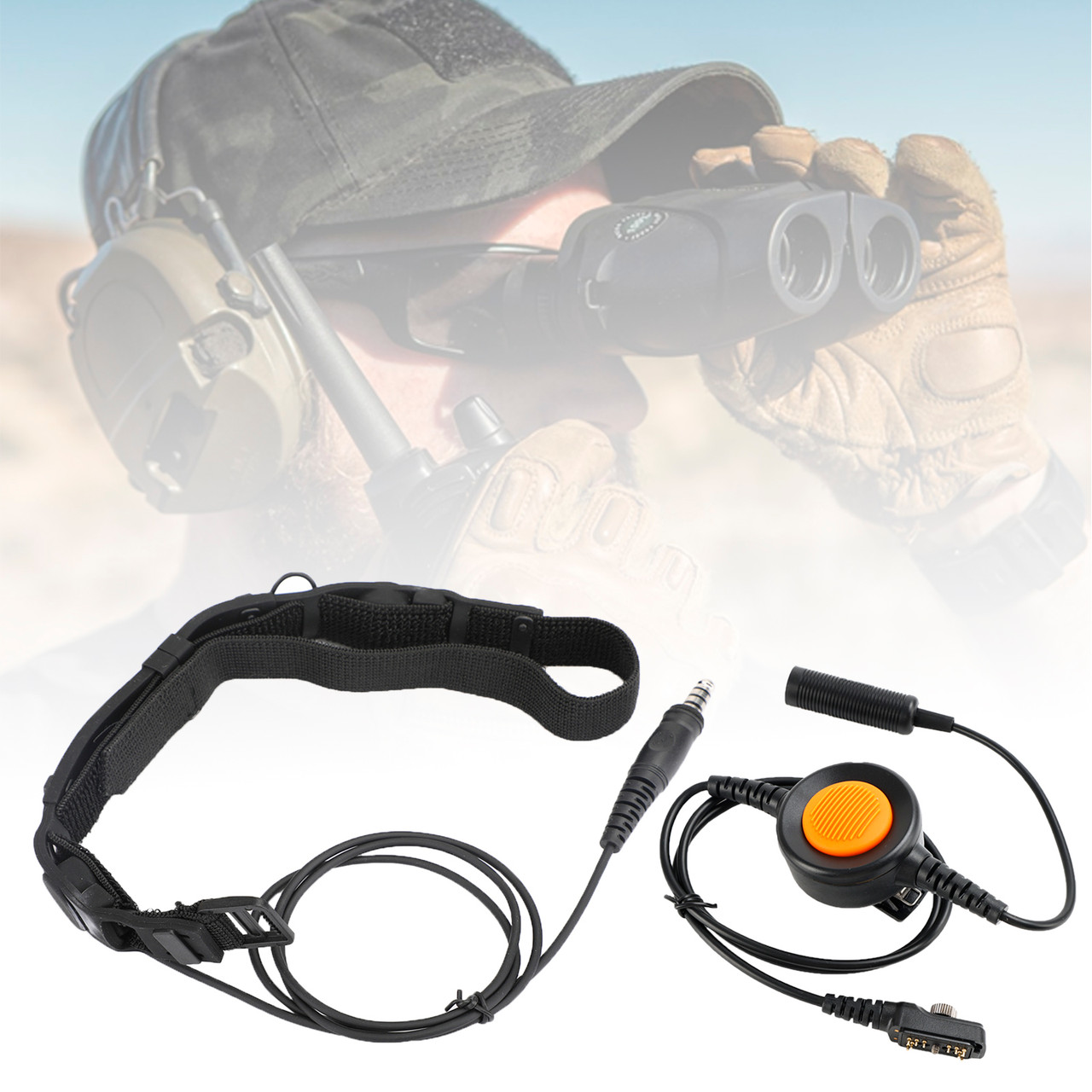 Tactical Throat Tube Mic 7.1mm Plug Headset For Hytera PD780/700/580/788/782/785