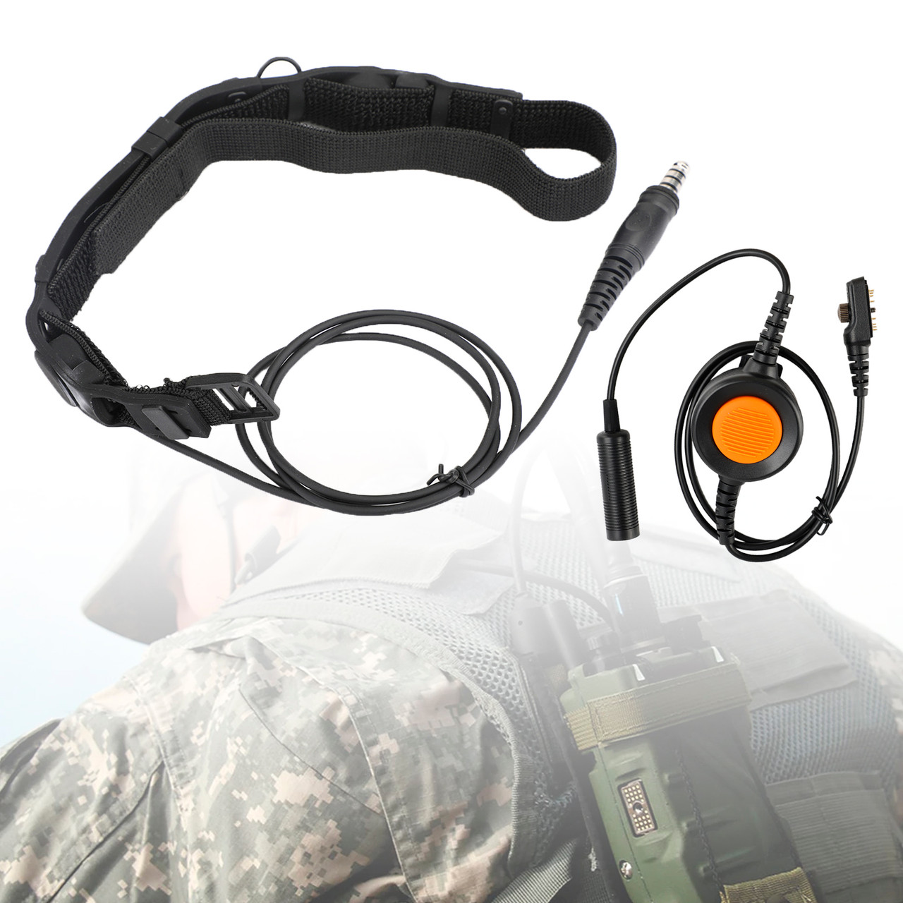 Tactical Throat Tube Mic 7.1mm Plug Headset For Hytera PD780/700/580/788/782/785