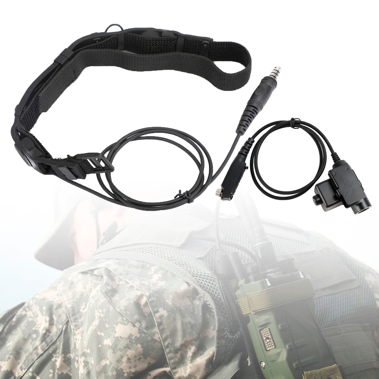 Tactical Throat Tube Mic 7.1mm Plug Headset For Sepura STP8000 STP8030 STP8035