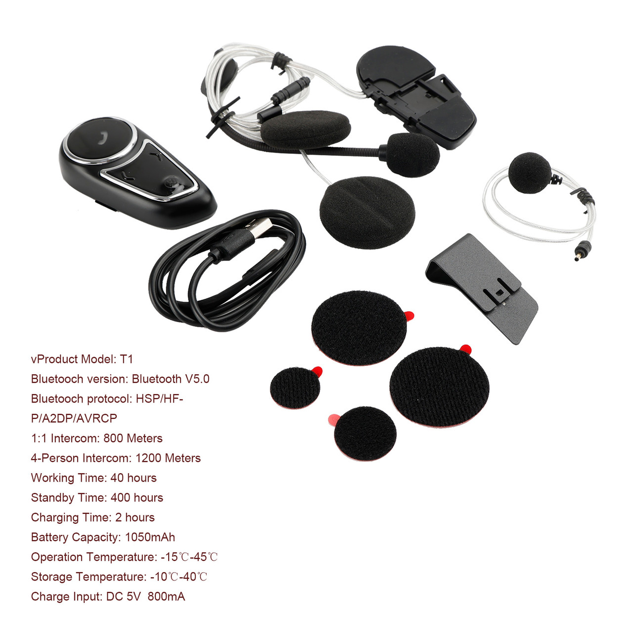 T1 Wireless Helmet Bluetooth V5.0 Headset Headphones Earphone
