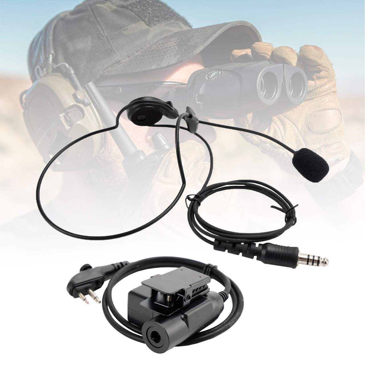 7.1-C7 Rear Mount Big Plug Tactical Headset For Hytera HYT TC-508 TC-510 TC-518
