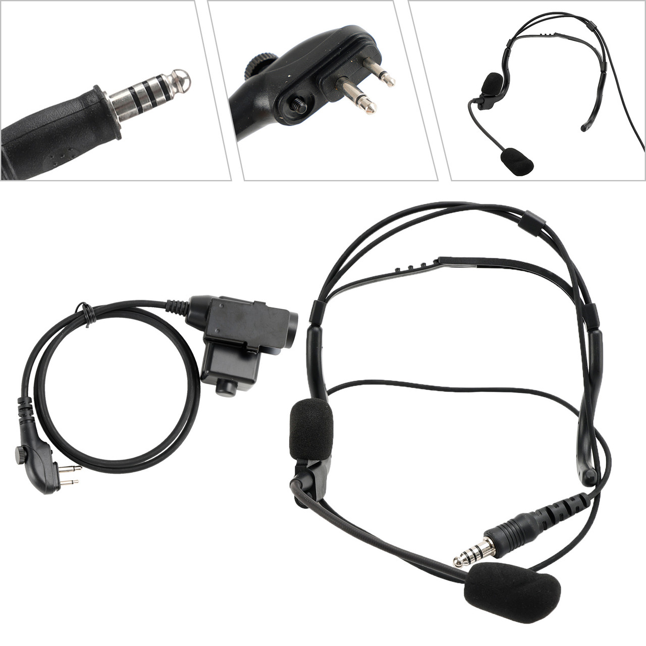 7.1-C8 Rear Mount Big Plug Tactical Headset For Hytera HYT TC-508 TC-510 TC-518