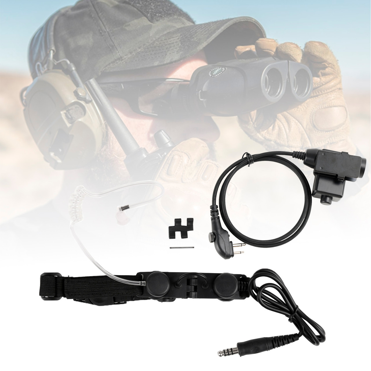 Z-Tactical Throat Mic Adjustable Headset For Hytera HYT TC-446S TC-500 TC-508