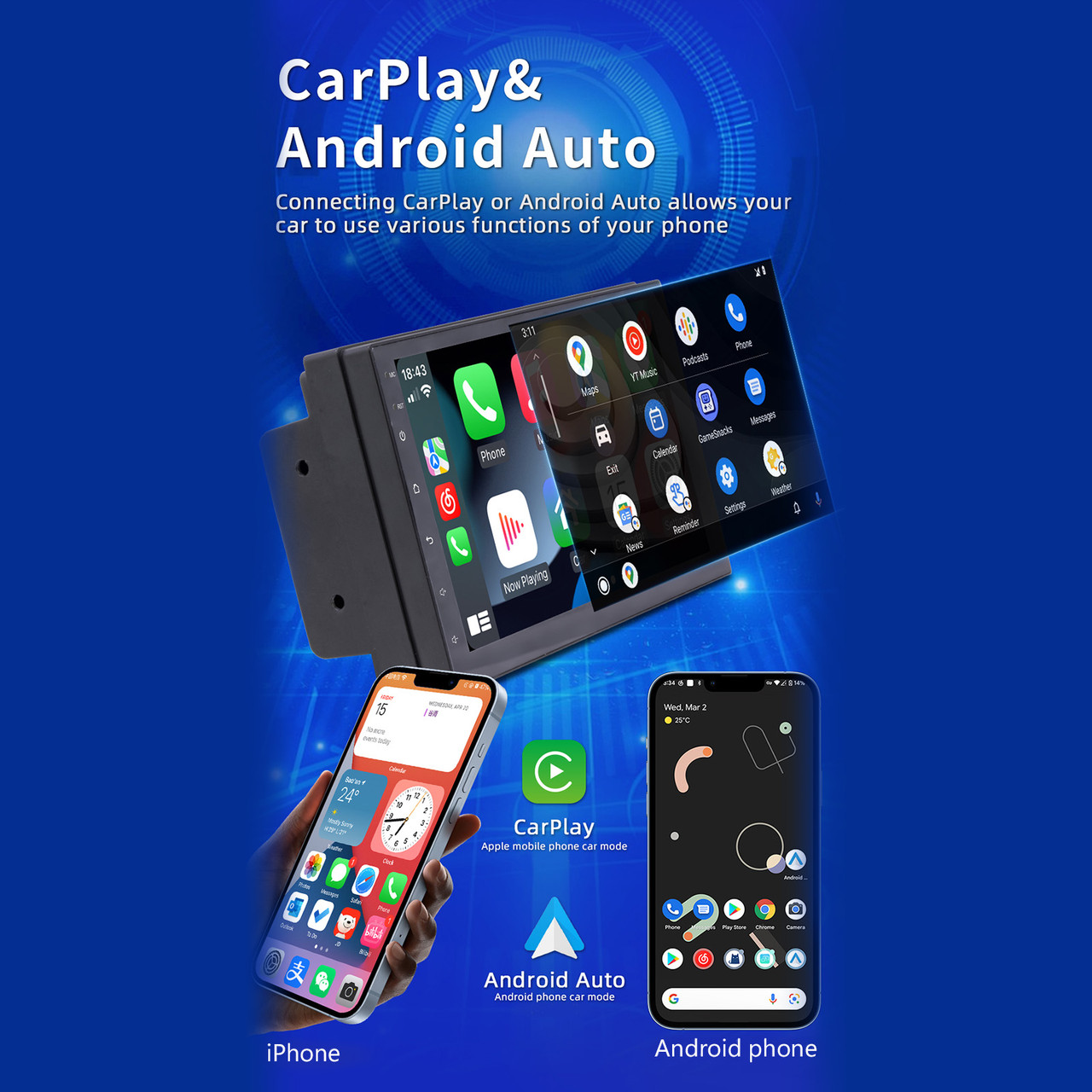 7" Android 10 GPS WiFi Bluetooth Car Stereo MP5 Player Carplay + 4 LED Camera