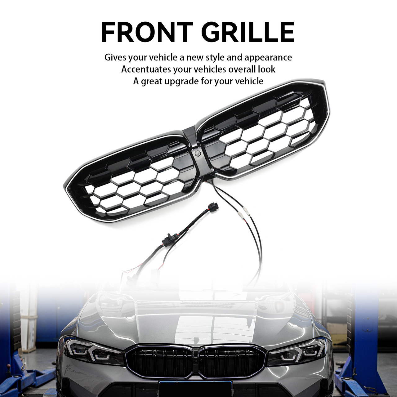 Diamond Gloss Black Front Kidney Grille Mesh Fit BMW 3 Series G20 G28 2023-2024