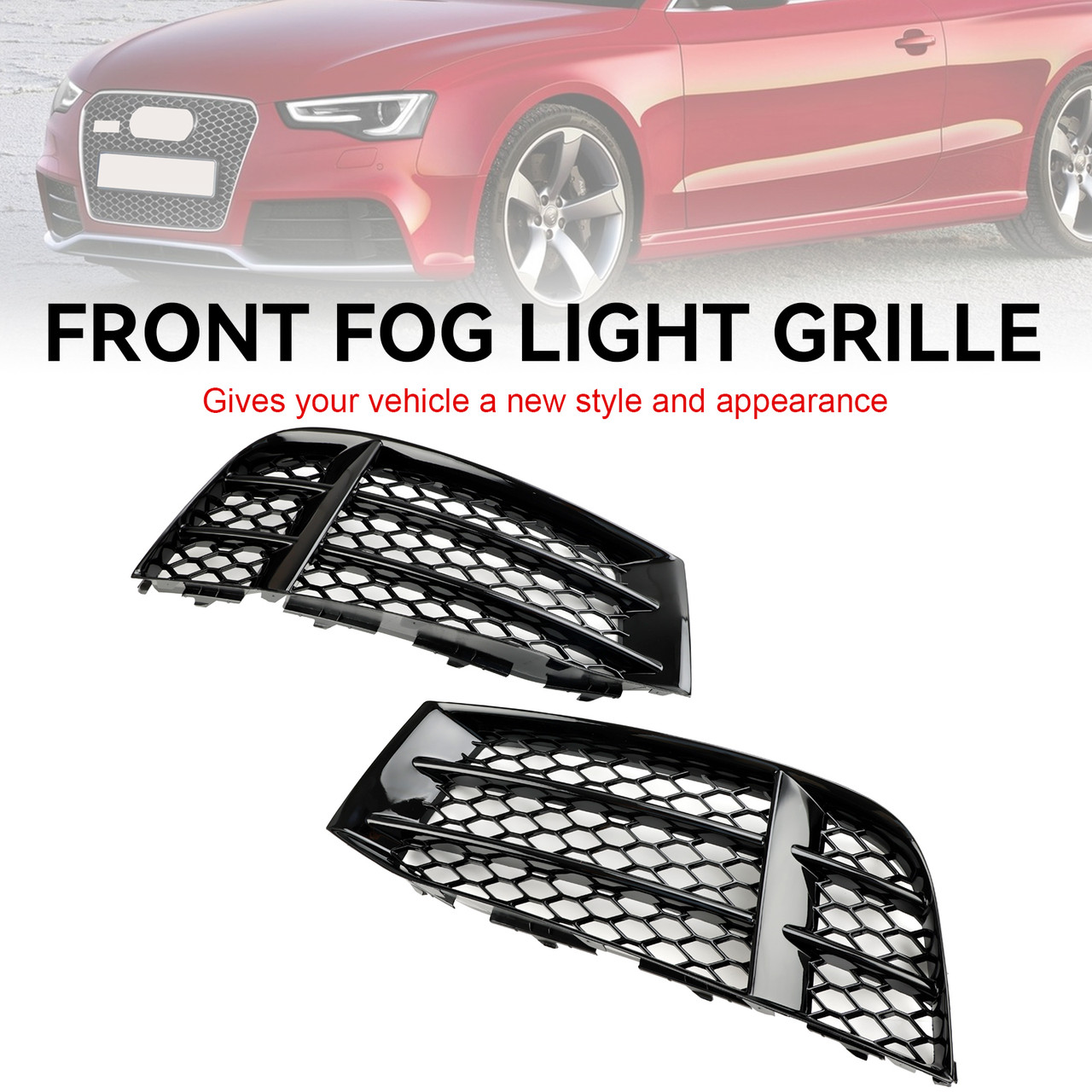 Front Bumper Lower Fog Light Cover Grill Grille Fit Audi RS5 2010-2016