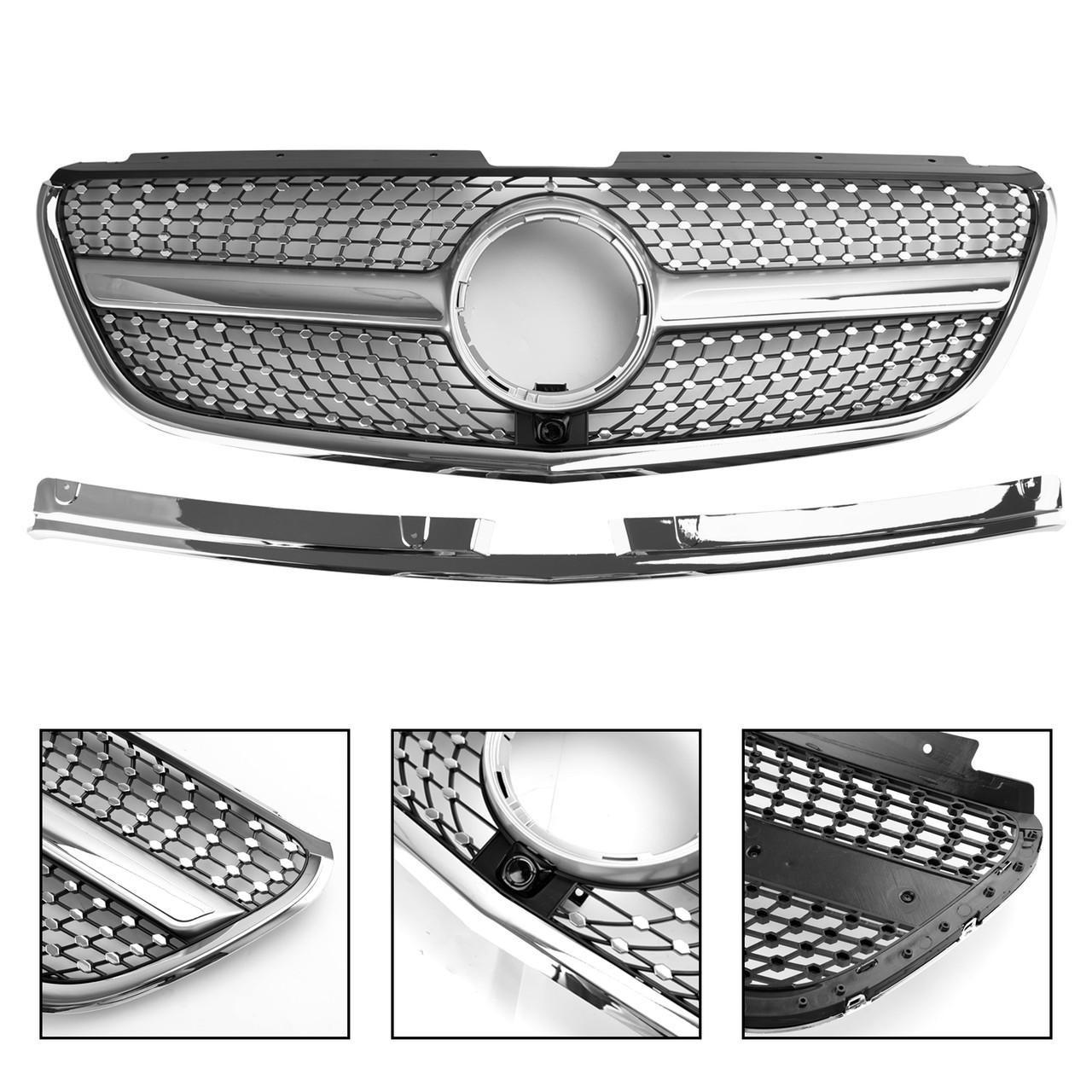 Diamond Front Bumper Grill Grille Fit Mercedes Vito W447 2015-19 GT Stlye