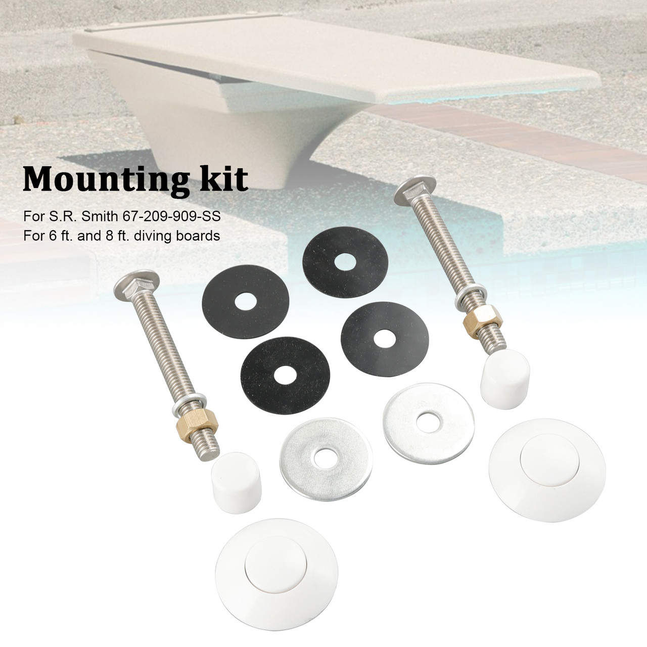 White Diving Board Mount kit 67-209-909-SS 5-1/2"Bolts 1-1/4&2"f/w