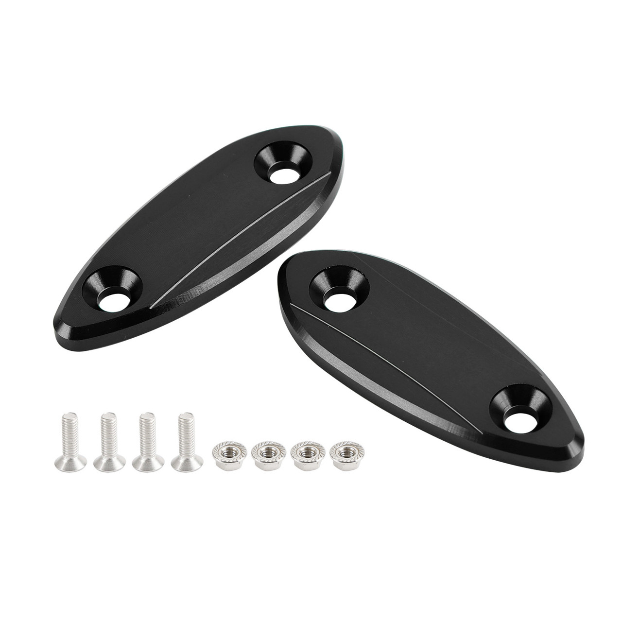 CNC Black Mirror Block Off Plates For Kawasaki Ninja 250 / 300 / 400 / 650 13-22