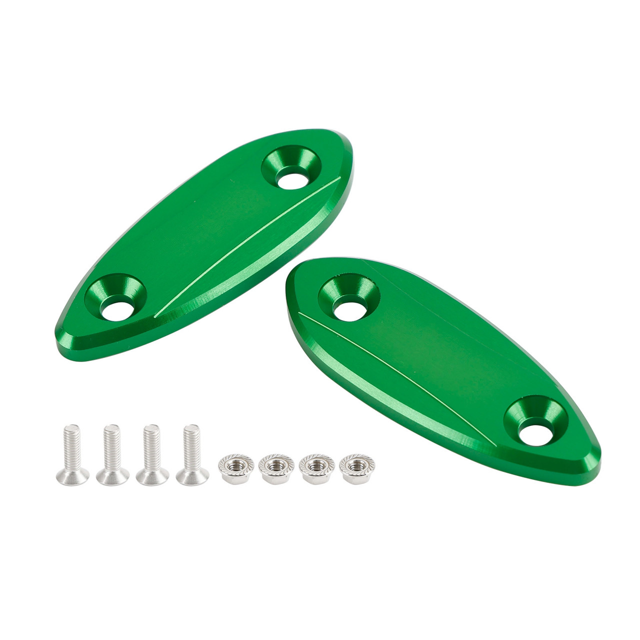 CNC Green Mirror Block Off Plates For Kawasaki Ninja 250 / 300 / 400 / 650 13-22